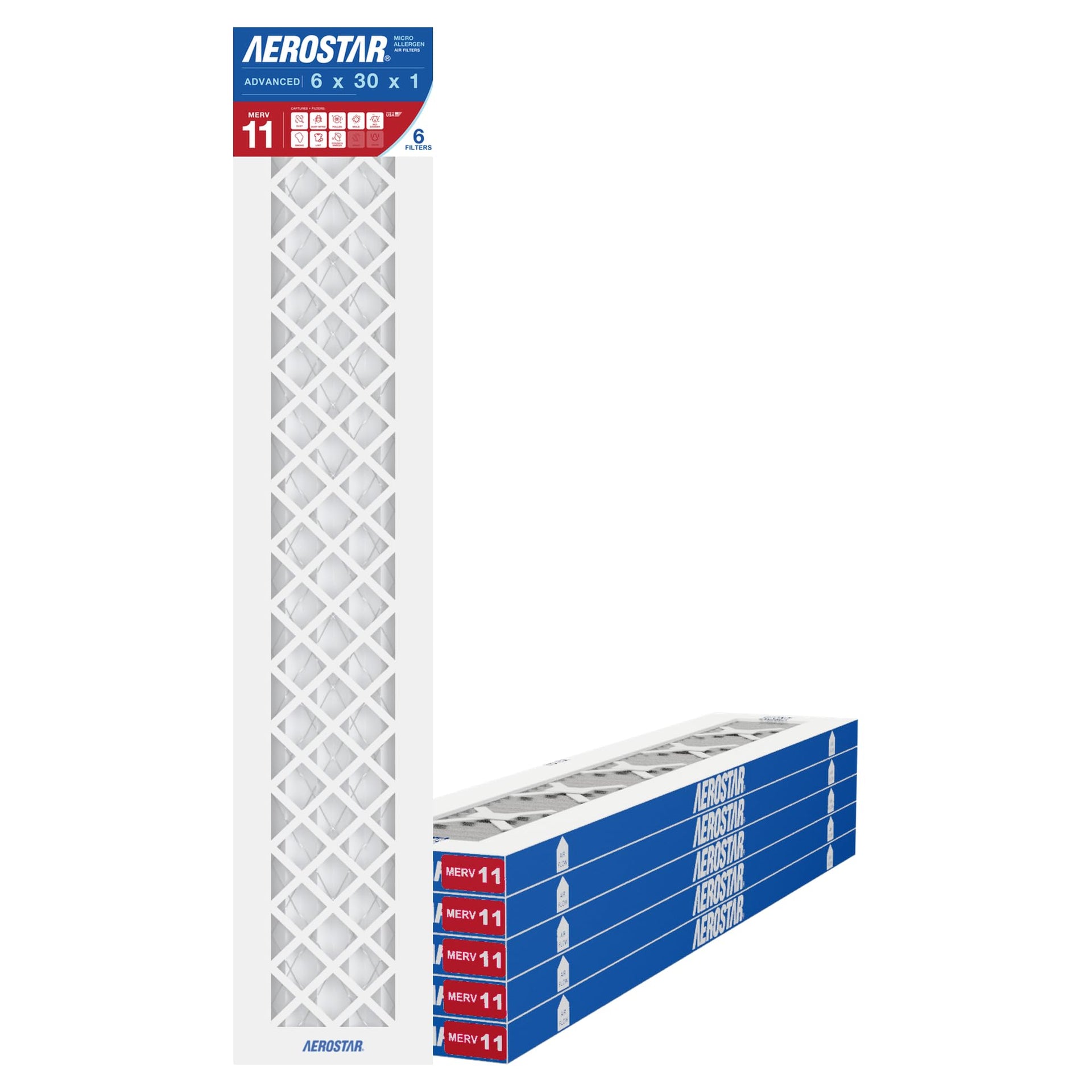 6x30x1 MERV 11 High Efficiency Pleated Air Filter (6 Count)