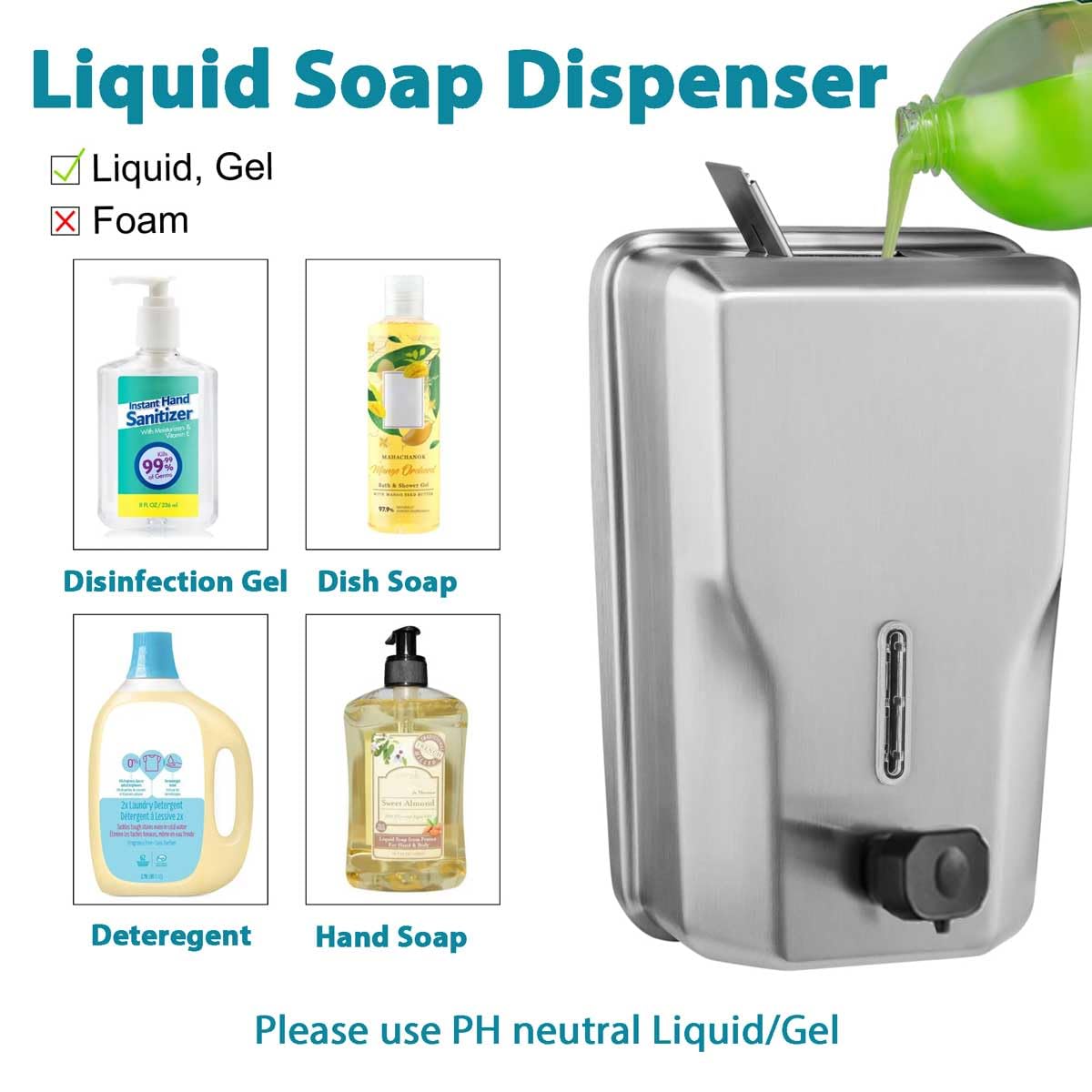 Commercial Stainless Steel Soap Dispenser