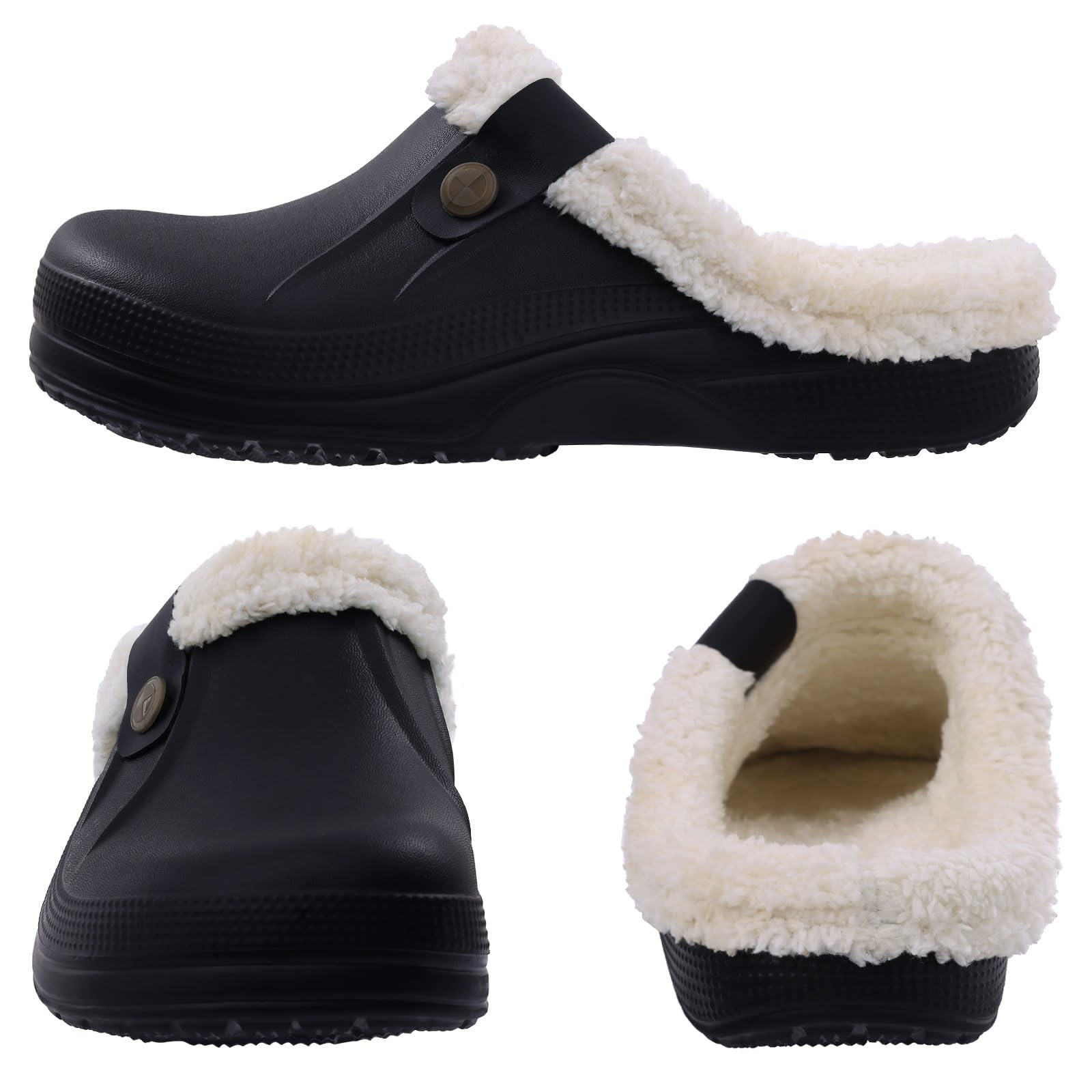 Fur Lined Clogs for Women & Men Fuzzy Slippers with Memory Foam