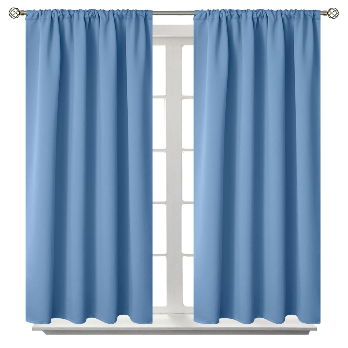 Denim Blue Blackout Curtains 40 Inches Length for Bedroom Kitchen Window (2 Count)