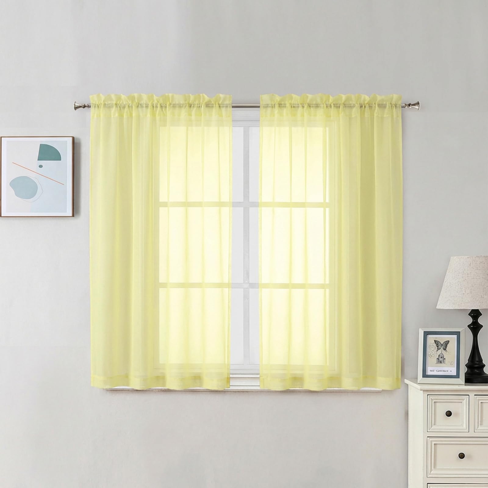 Sheer Curtains 45 Inch Long 2 Panels (2 Count)