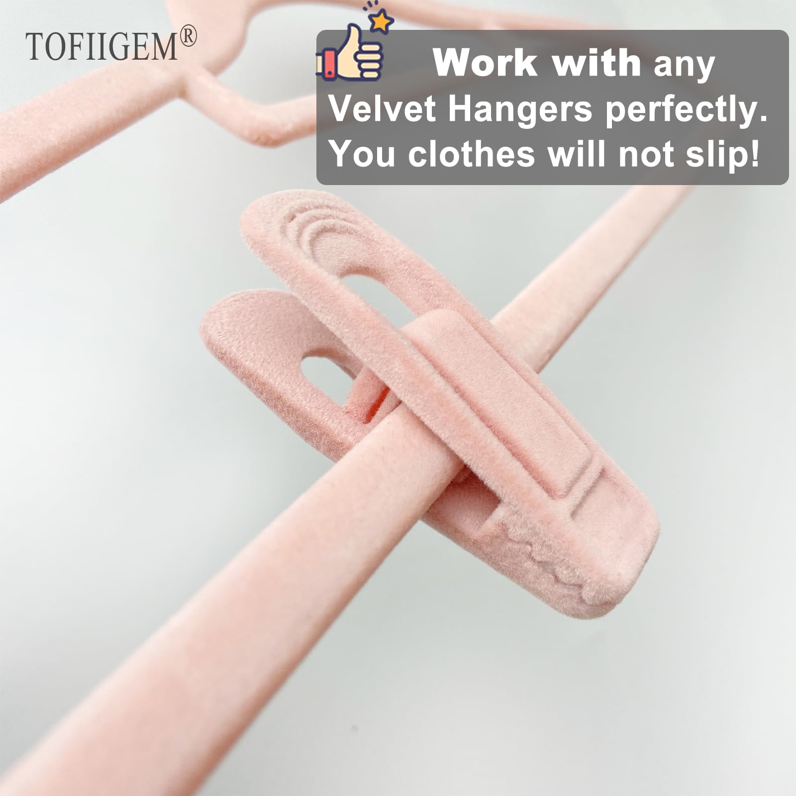 Light Pink Velvet Hangers Clips 20 PCS