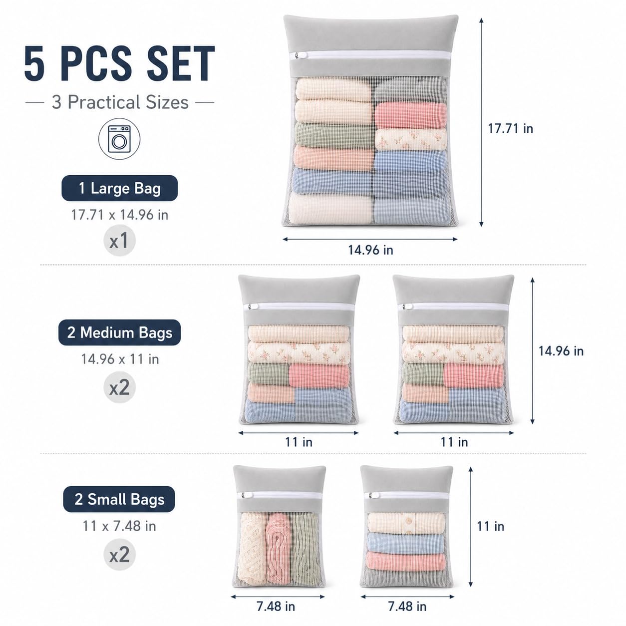 Gray 5 piece set in bags (5.99 Count)