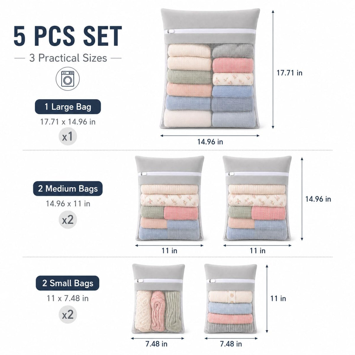 Gray 5 piece set in bags (5.99 Count)