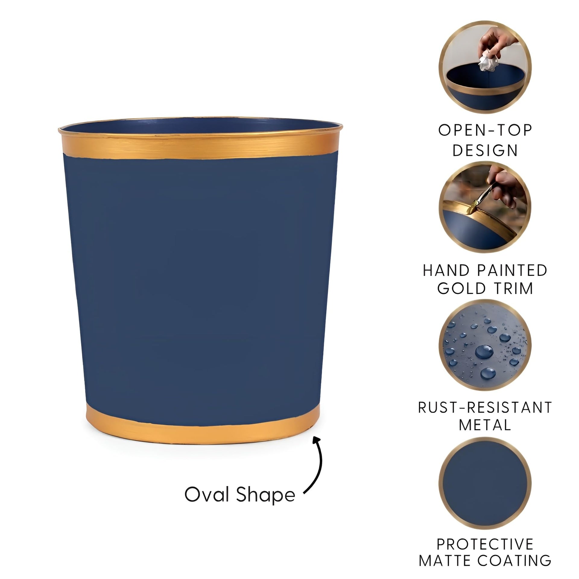 Mattie Line Oval Wastebasket & Garbage Bin