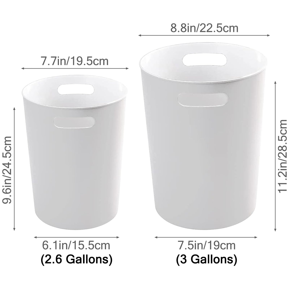 4 Pack Small Trash Can 3 Gallon Garbage Can Bathroom Bedroom Kitchen White (4 Count)
