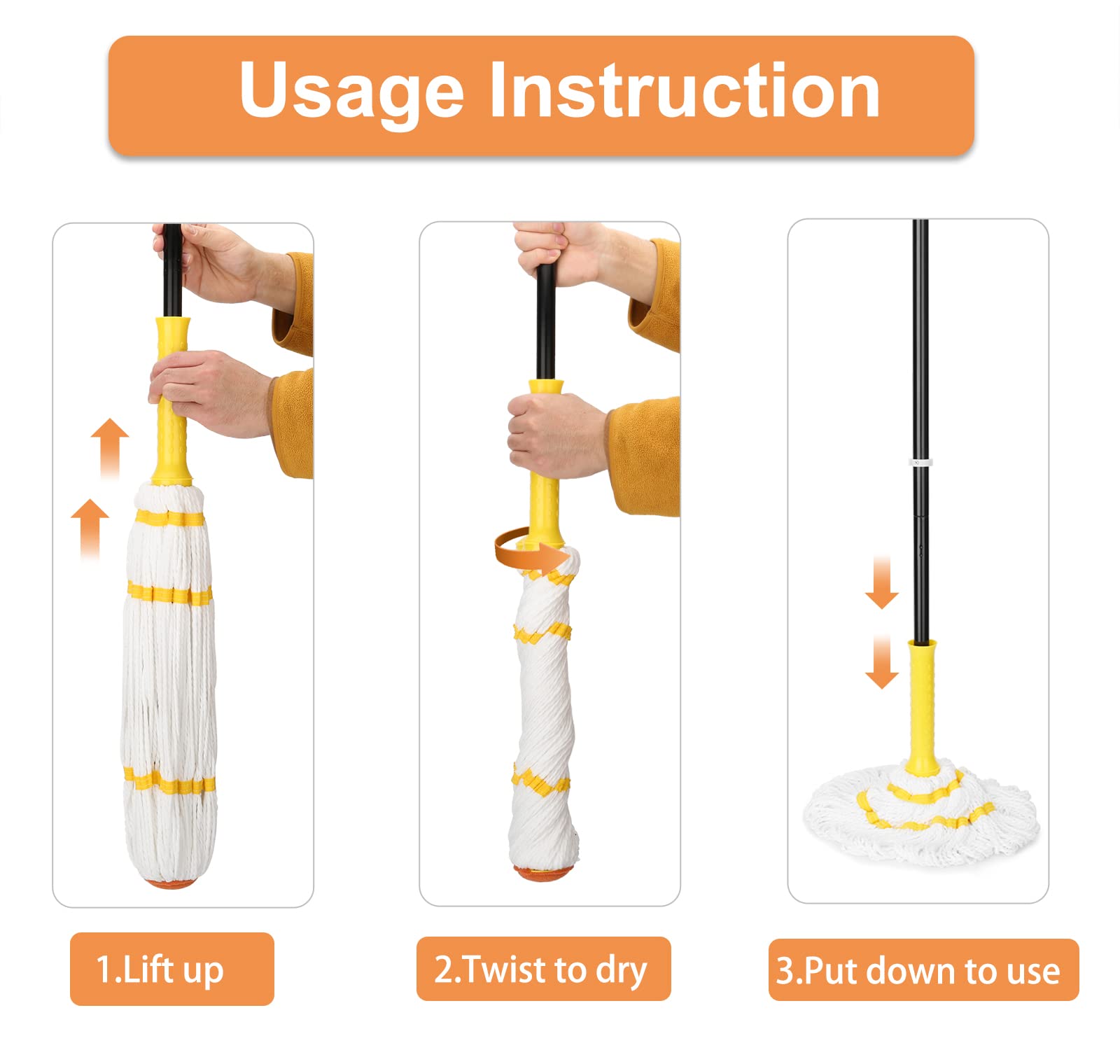 Self Wringing Twist Mop with 1 Extra Refill