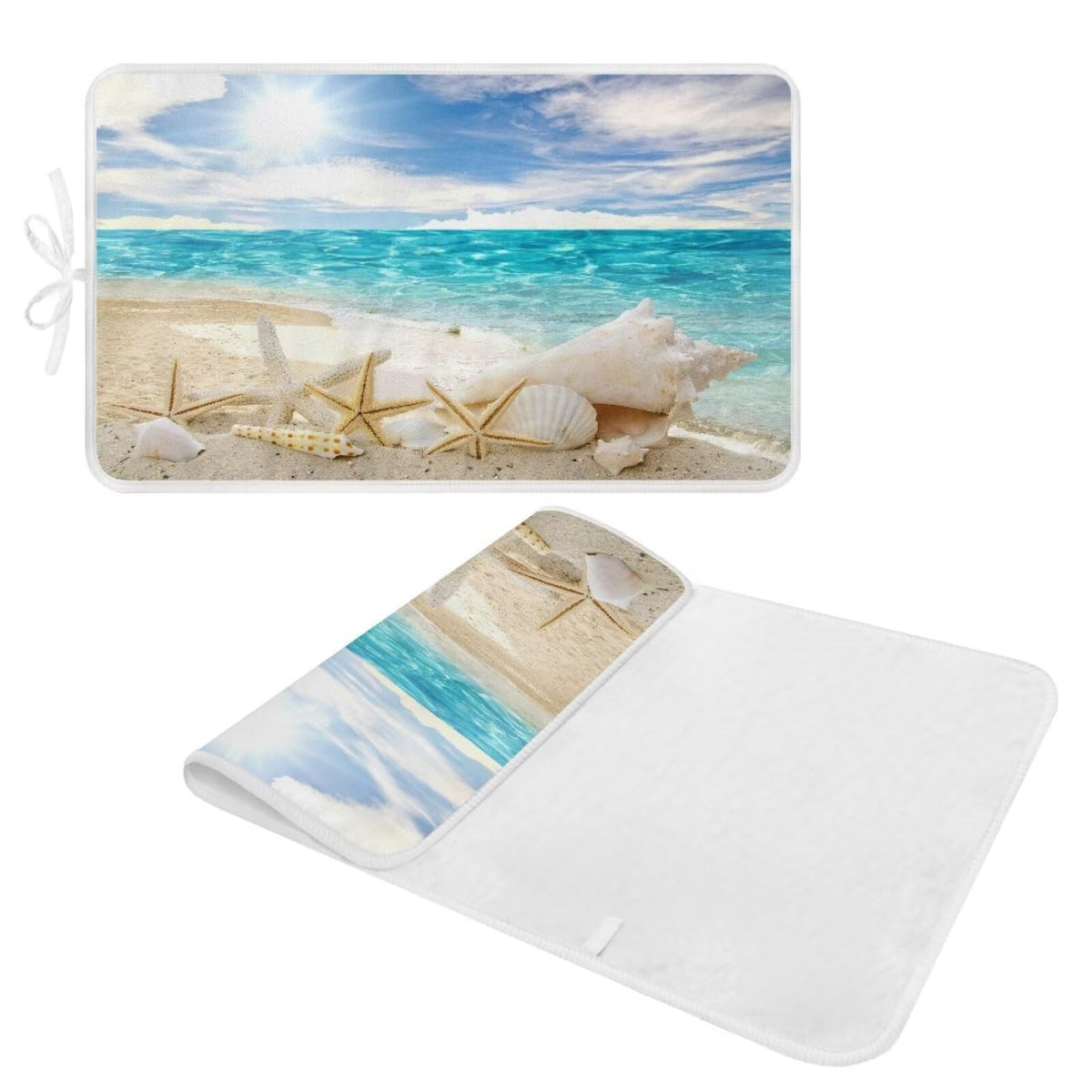 Ironing Mat Hawaiian Beach Heat Resistant Ironing Blanket Thick Portable Travel Ironing Pad for Table Top Washer and Dryer