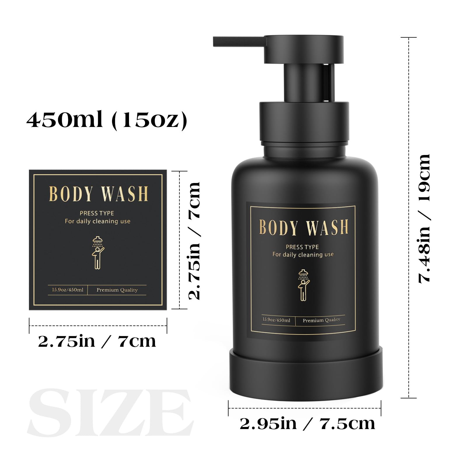 Glass Foaming Soap Dispenser 15oz Hand Soap Bottle (2 Count)