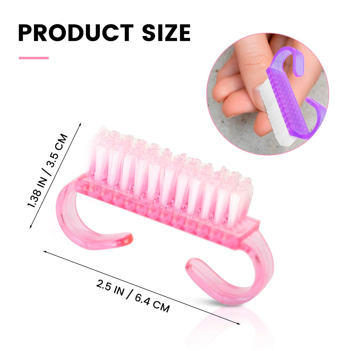 25 Pcs Handle Grip Nail Brush (25 Count)