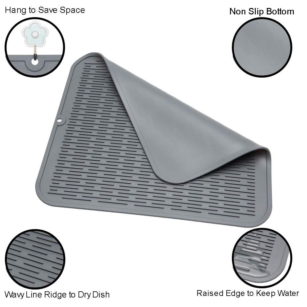 2 Pcs Heavy Duty Silicone Dish Drying Mat (2 Count)