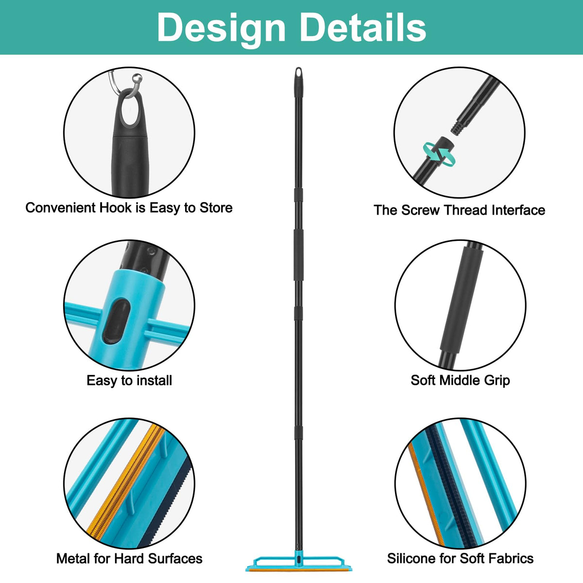 Carpet Rake Pet Hair Removal Tool with 56" Long Handle