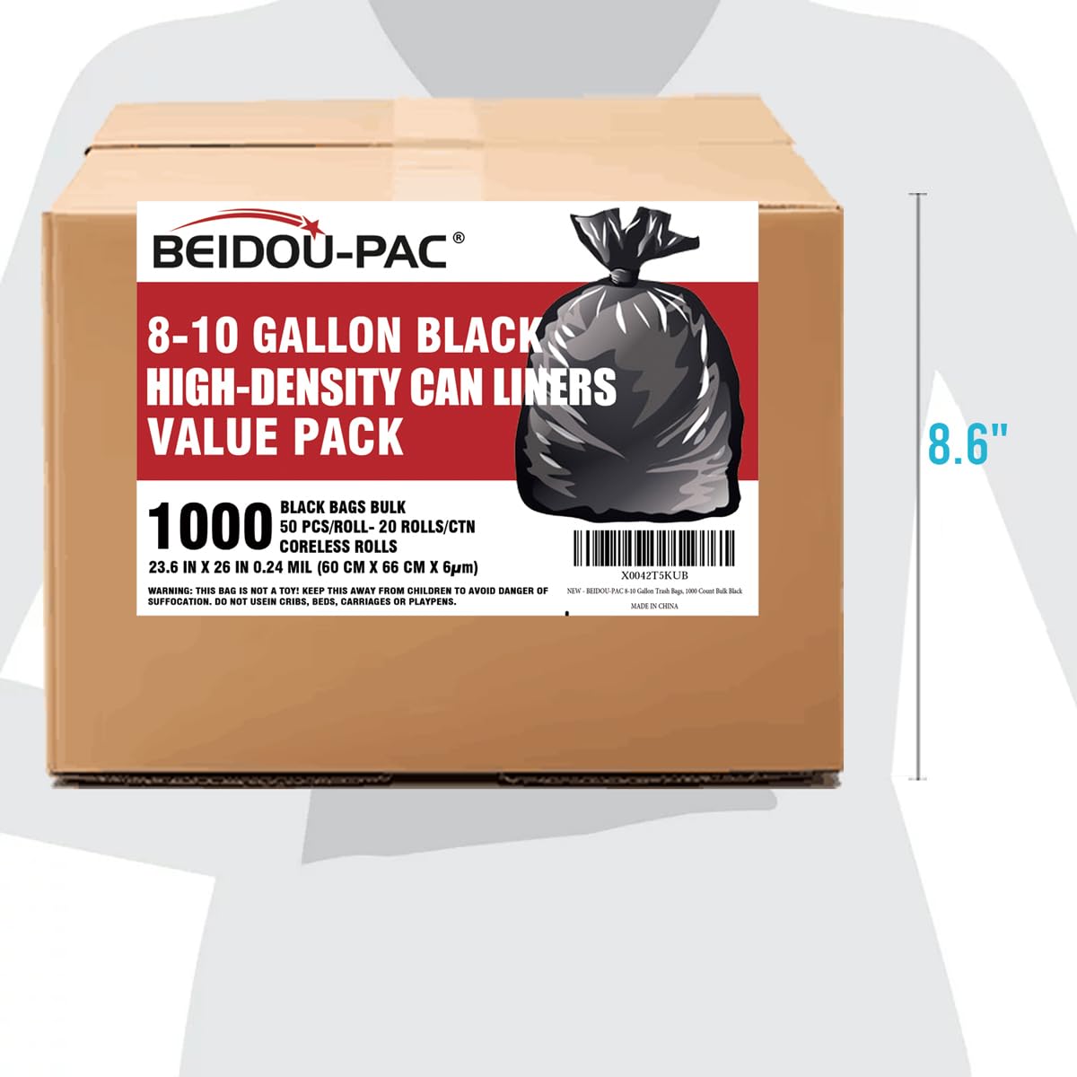 8 10 Gallon Trash Bags (1000 Count)