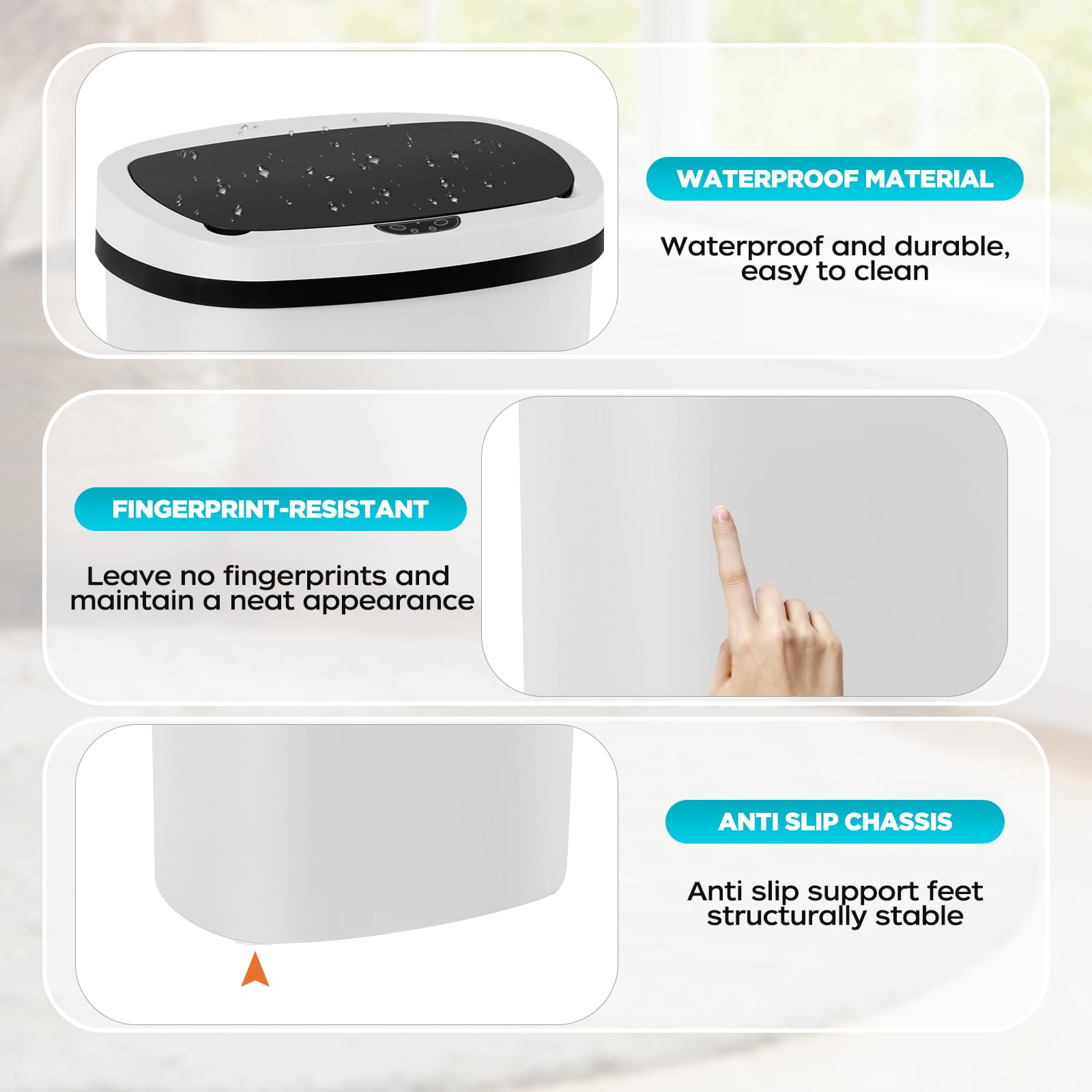 Automatic Motion Sensor Bathroom Trash Can with Lid