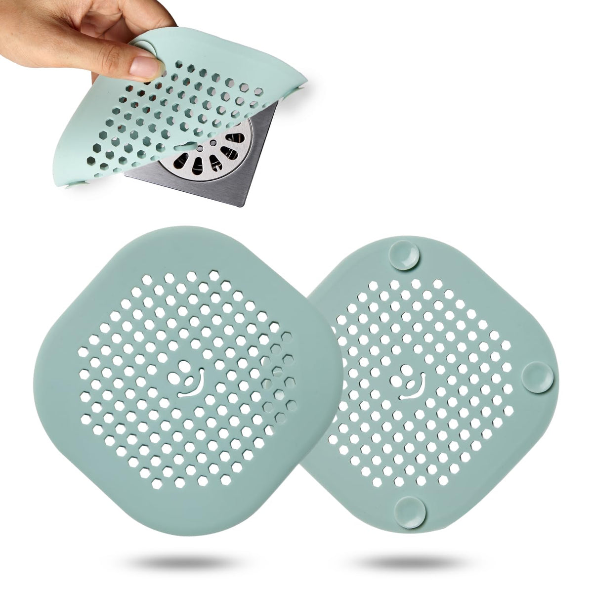 2 Pack Drain Hair Catcher Silicone Shower Drain Protector Sink Drain Strainer Hair Stopper for Shower Kitchen Bathroom Tub Teal (2 Count)
