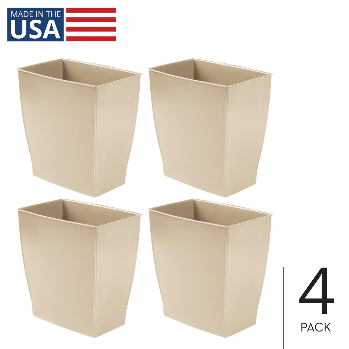 Small Plastic Bathroom Trash Can (4 Count)