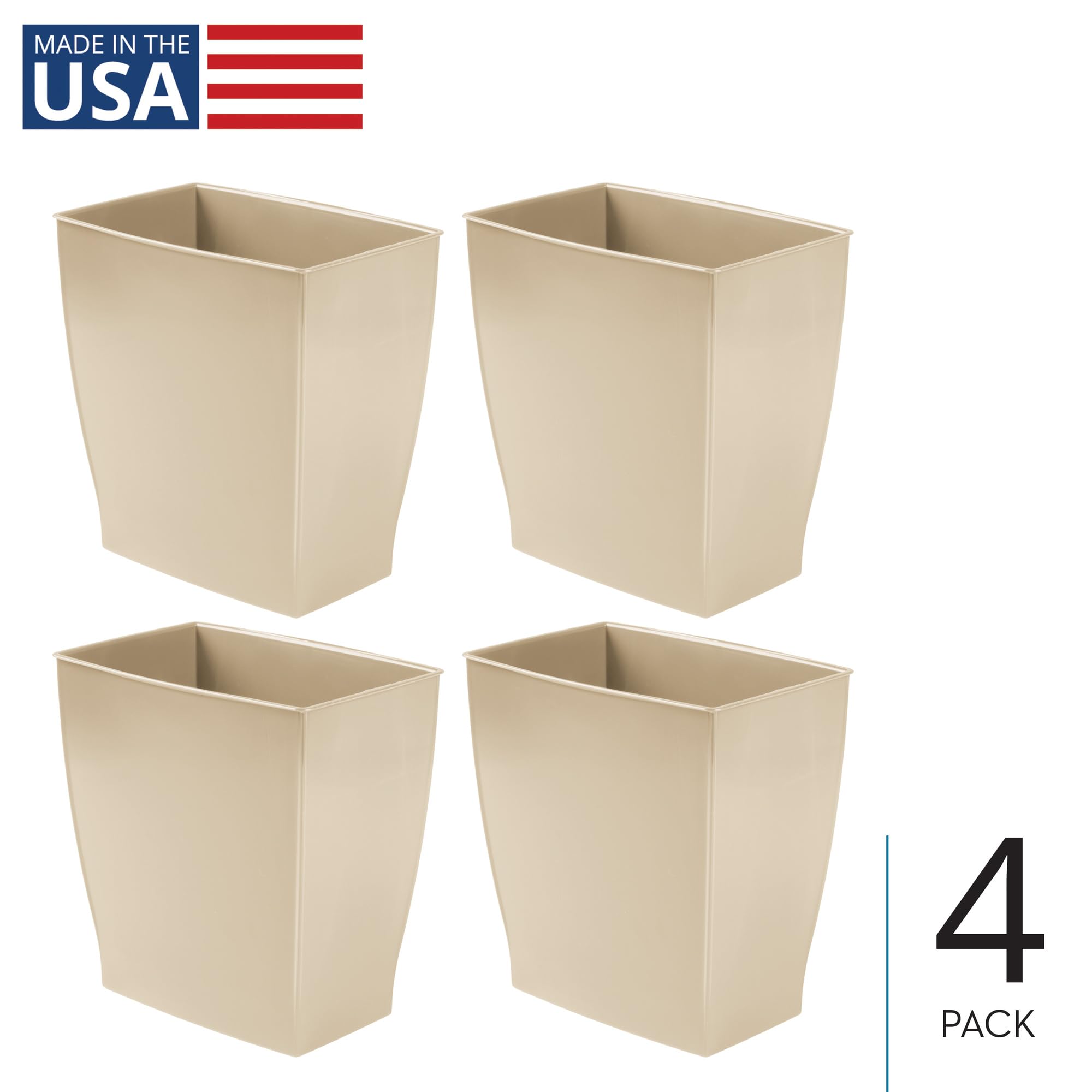 Small Plastic Bathroom Trash Can (4 Count)