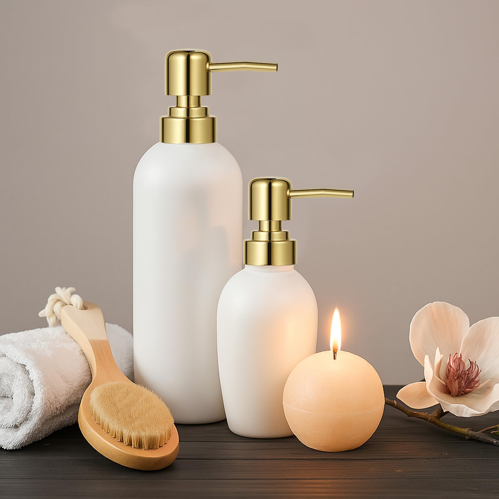 2 Pack Gold Soap Dispenser Pump Replacement Top Dispenser Pumps Refill Dispensers Liquid Hand Soap Dispensers Soaps Pumps Replacement for Lotion Regular Glass Mouth Bottles (2 Count)