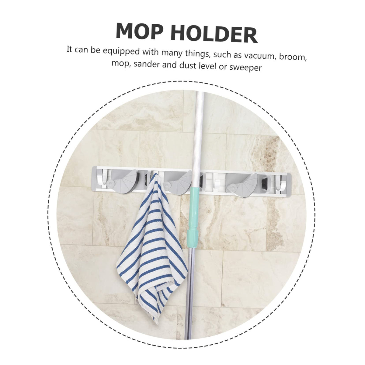 Aluminum Wall Mounted Broom Gripper Mop Holder for Cleaning Supplies Garden Tool Organizer