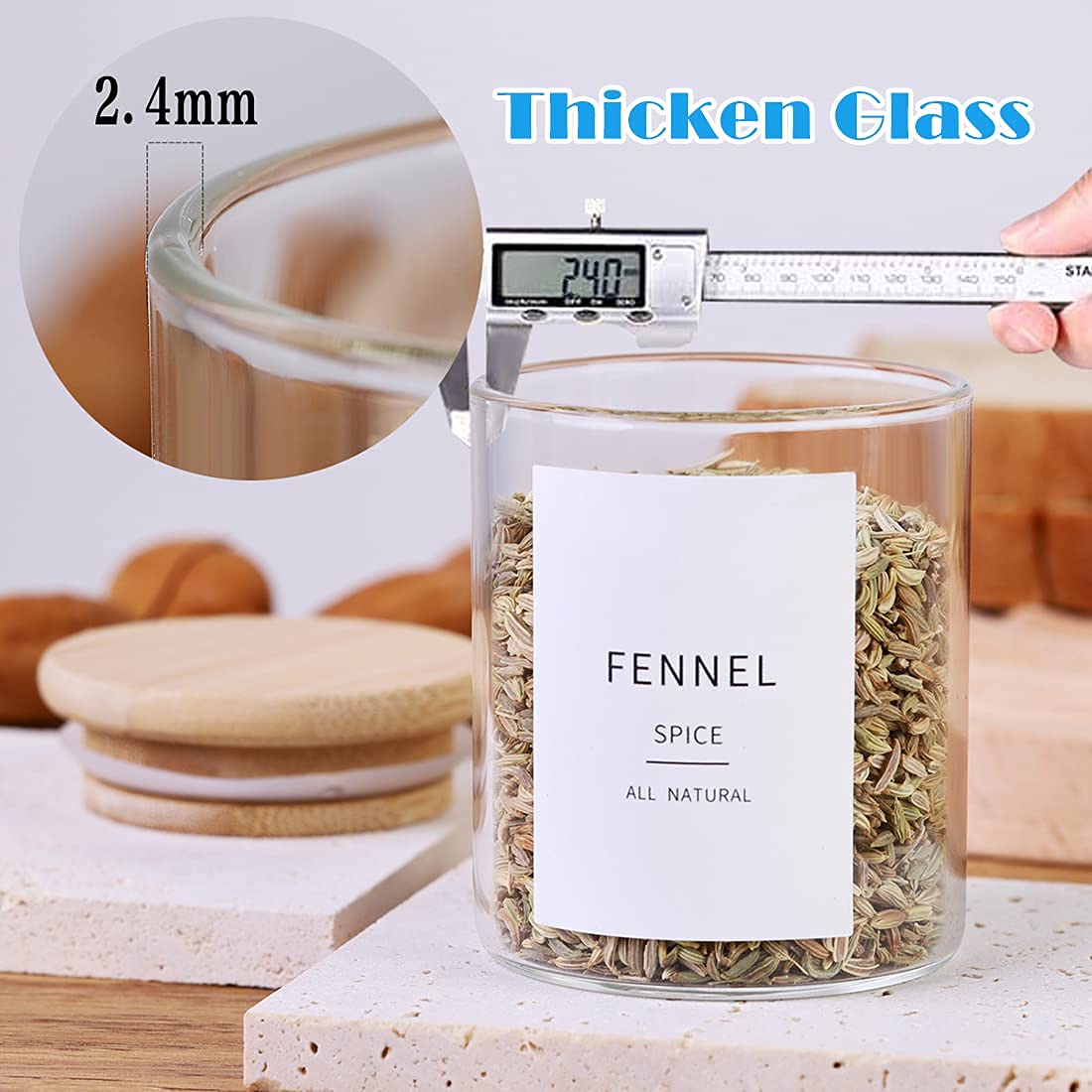 Glass Spice Jars with Bamboo Lids (20 Count)