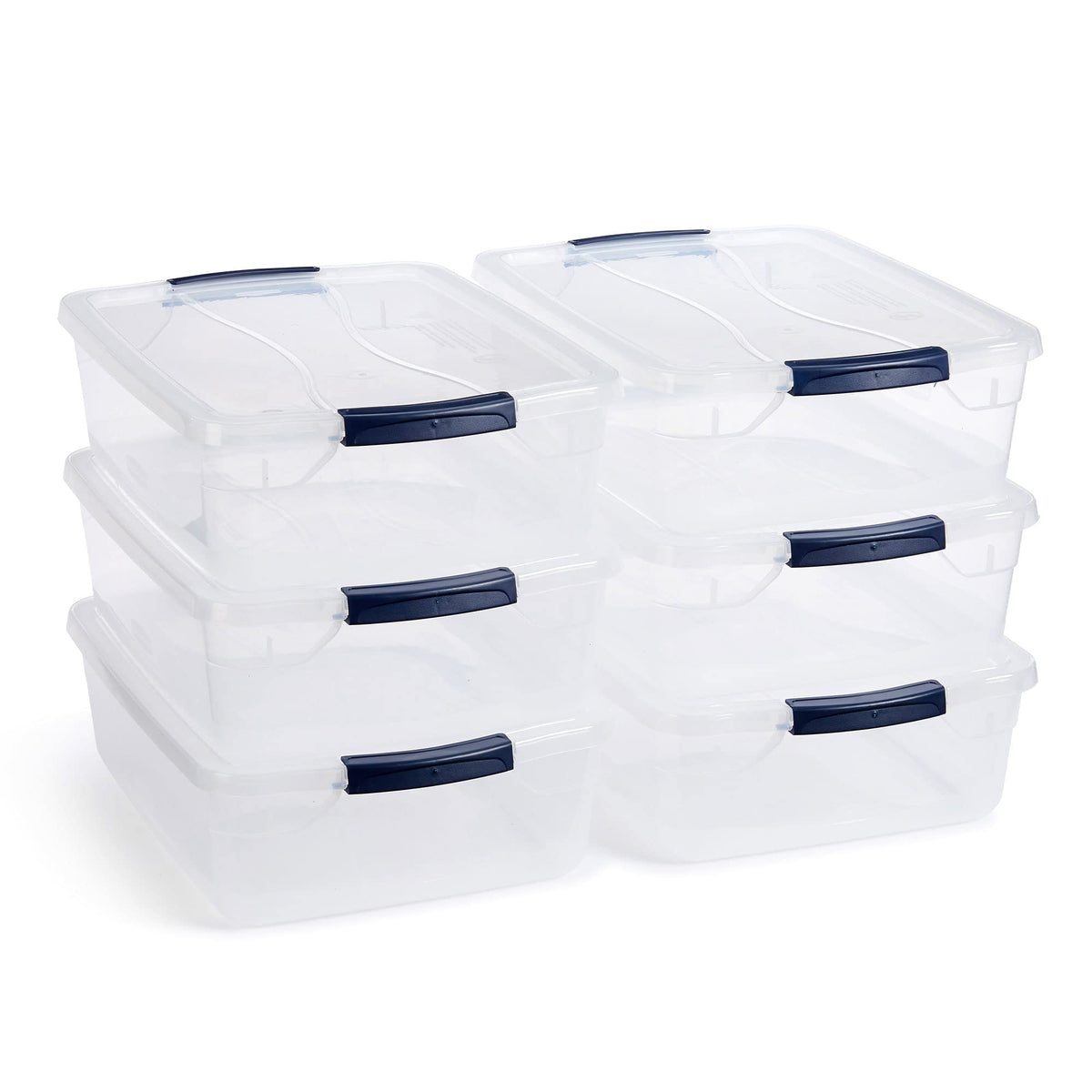 Cleverstore 17 Quart Clear Latching Waterproof Stackable Airtight Storage Containers with Durable Latching Lids (6 Count)