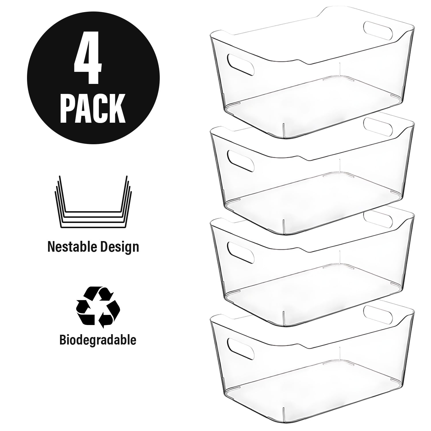 Small Clear Plastic Storage Bins (4 Count)