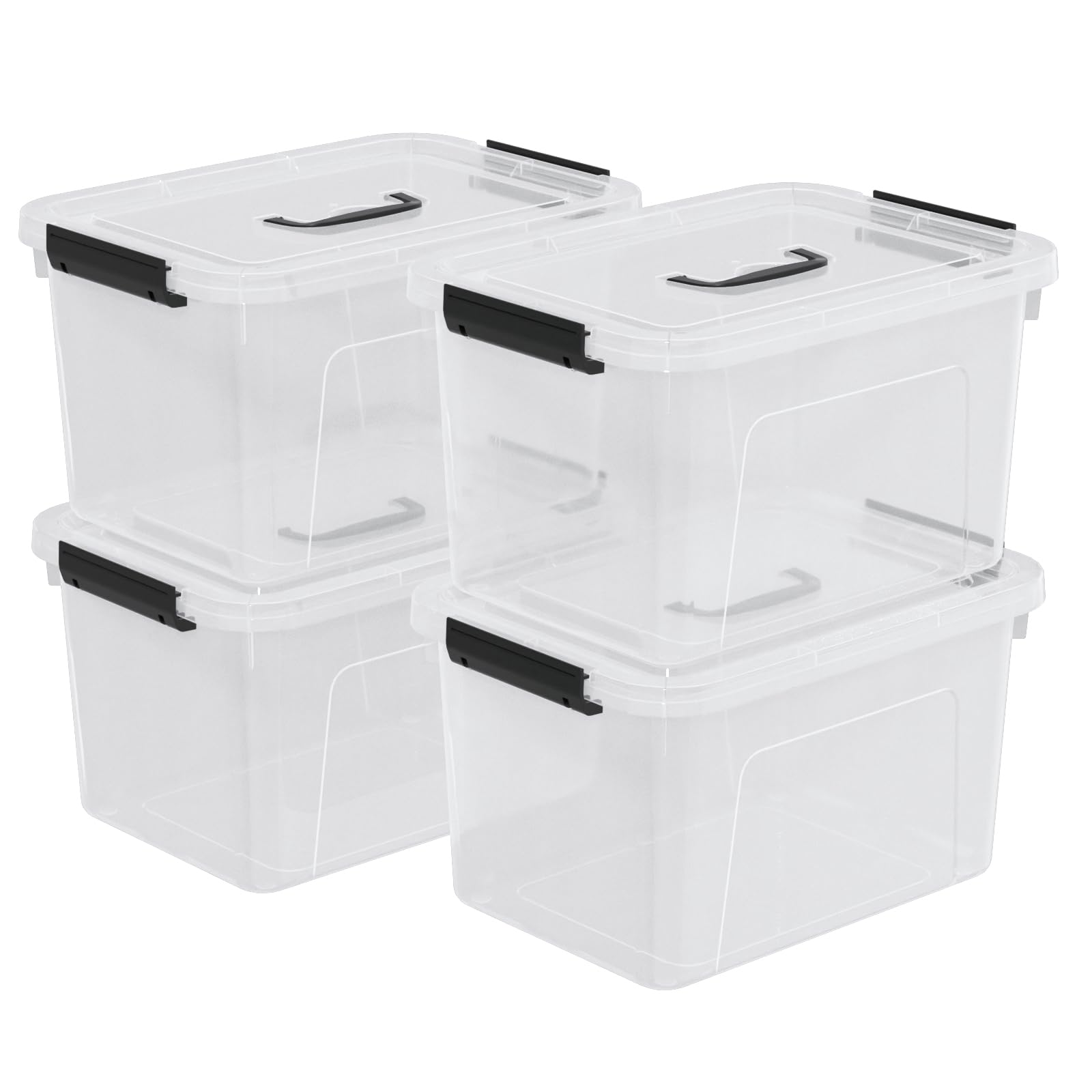4 Pack Plastic Storage Containers with Lids (4 Count)