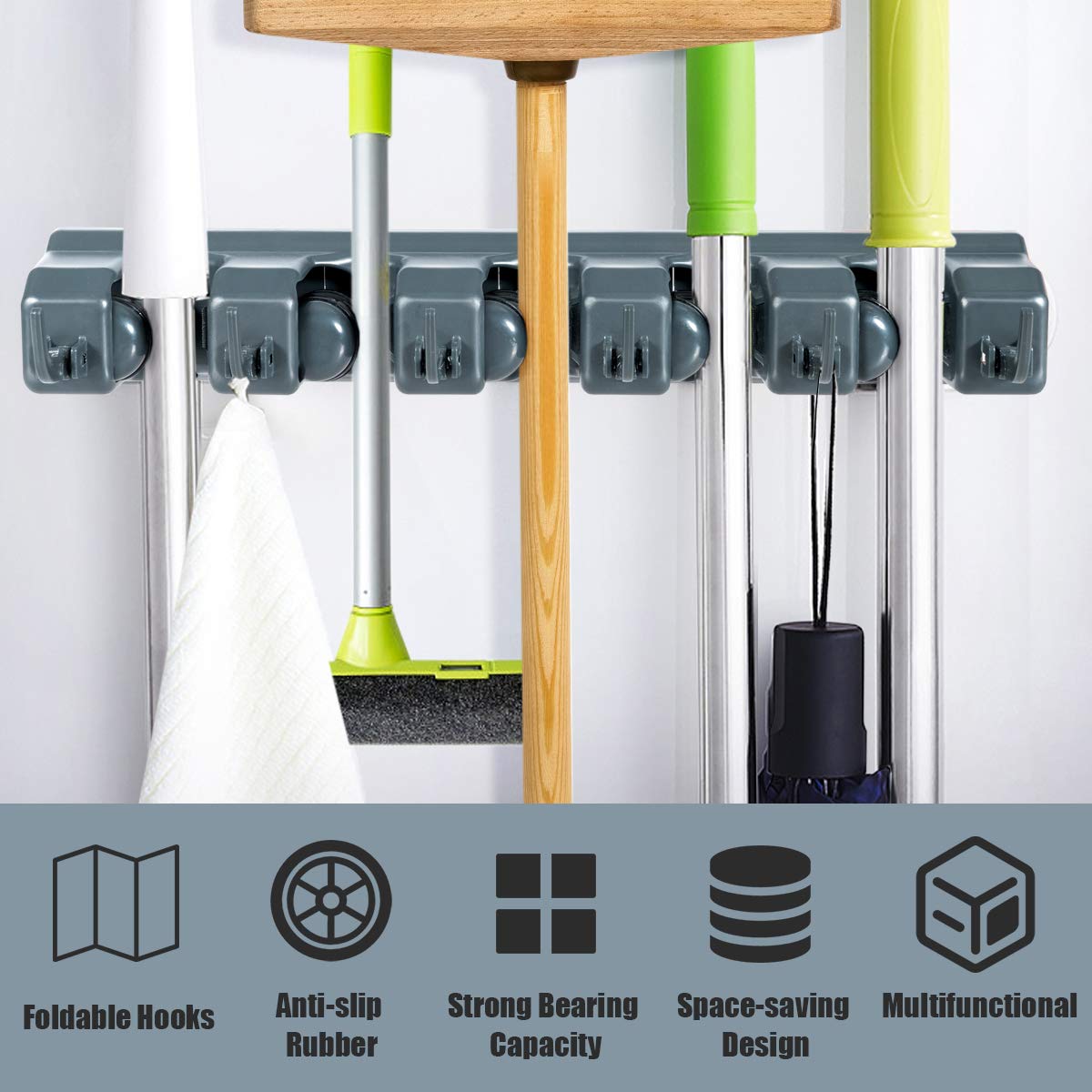 Wall Mount Mop Broom Holder