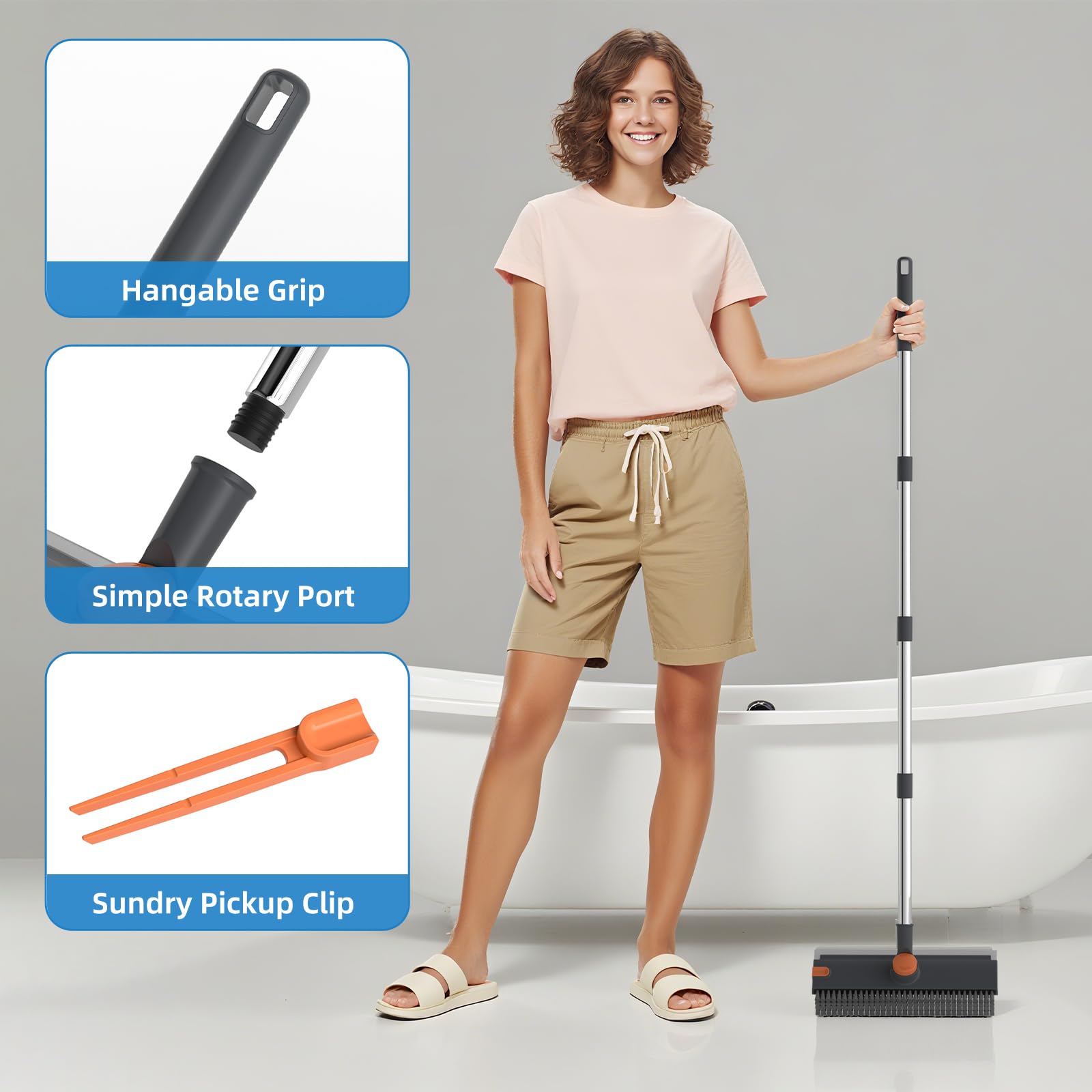 Floor Scrub Brush with Long Handle