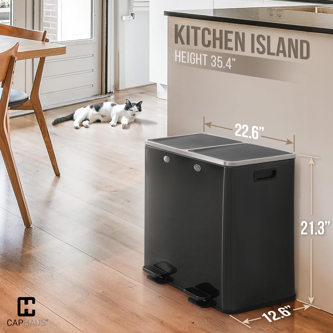 Black Dual Trash Can w (2 Count (25L each))