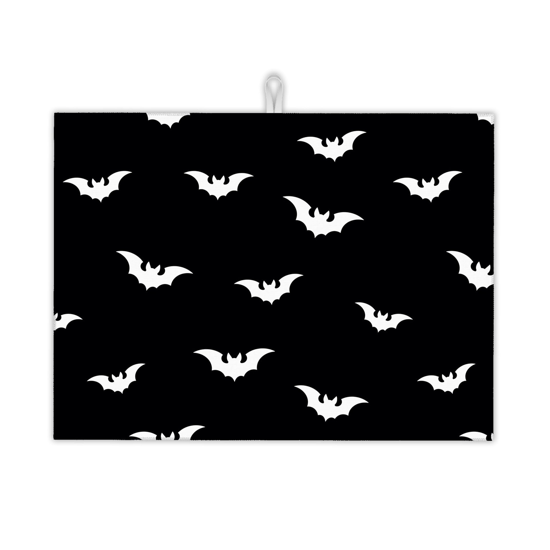Halloween Black White Dish Drying Mats 18x24 Inch