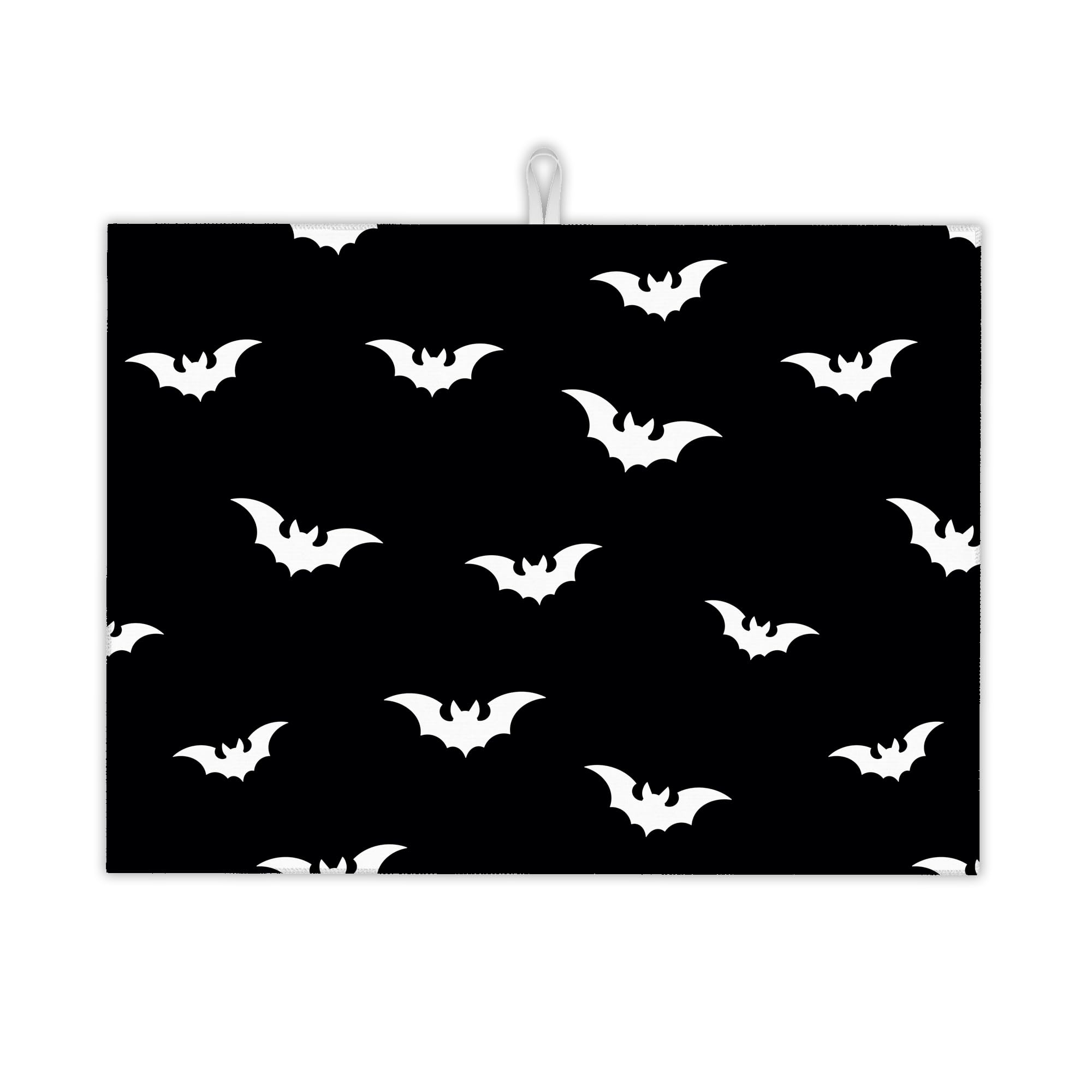 Halloween Black White Dish Drying Mats 18x24 Inch