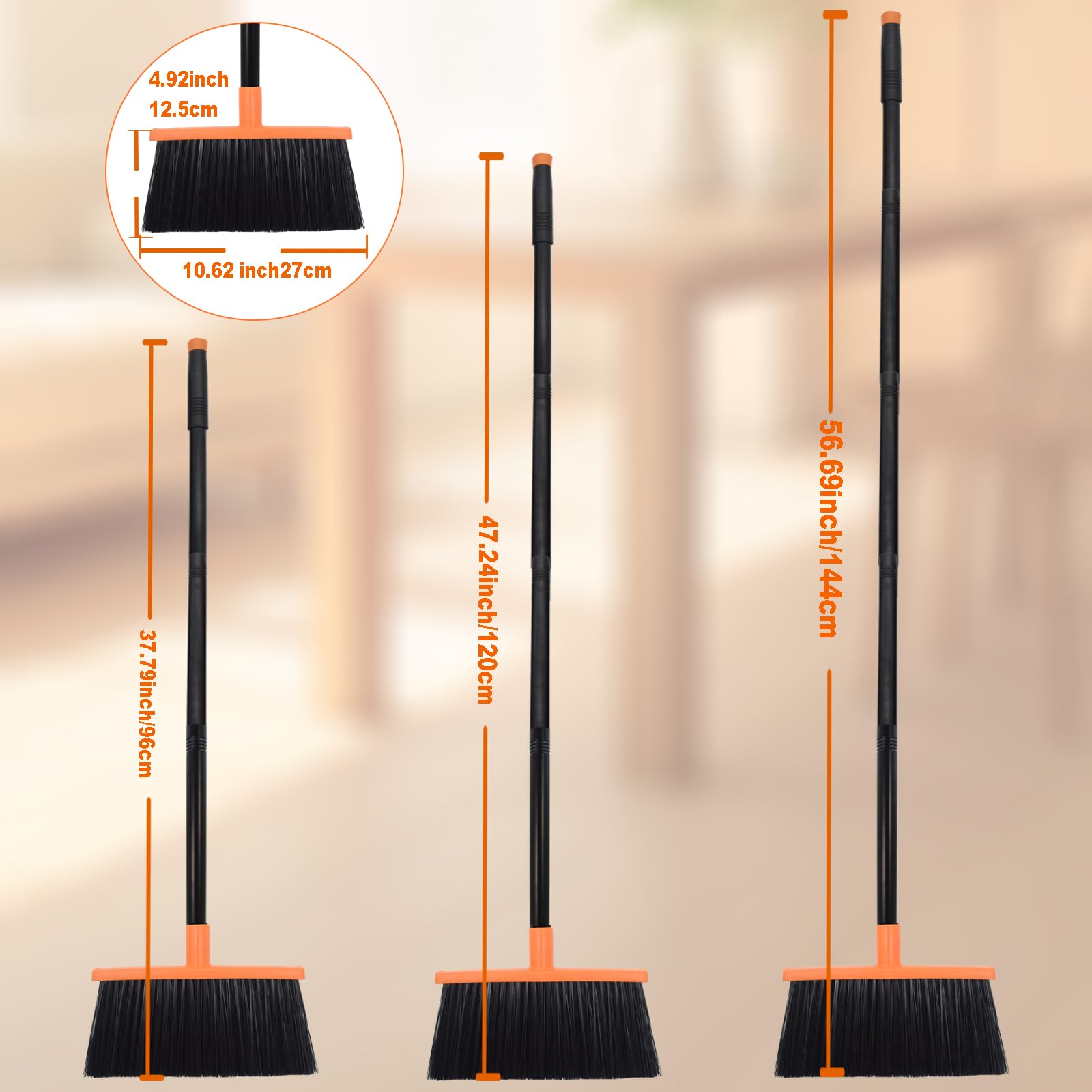 Heavy Duty Adjustable Angle Broom with 56" Steel Handle