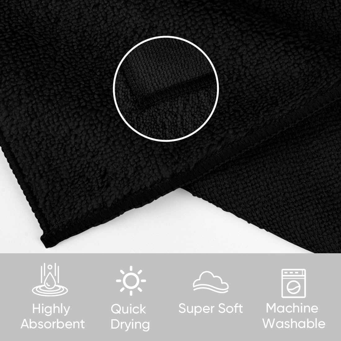 Black Washcloths 12 Pack (12 Count)