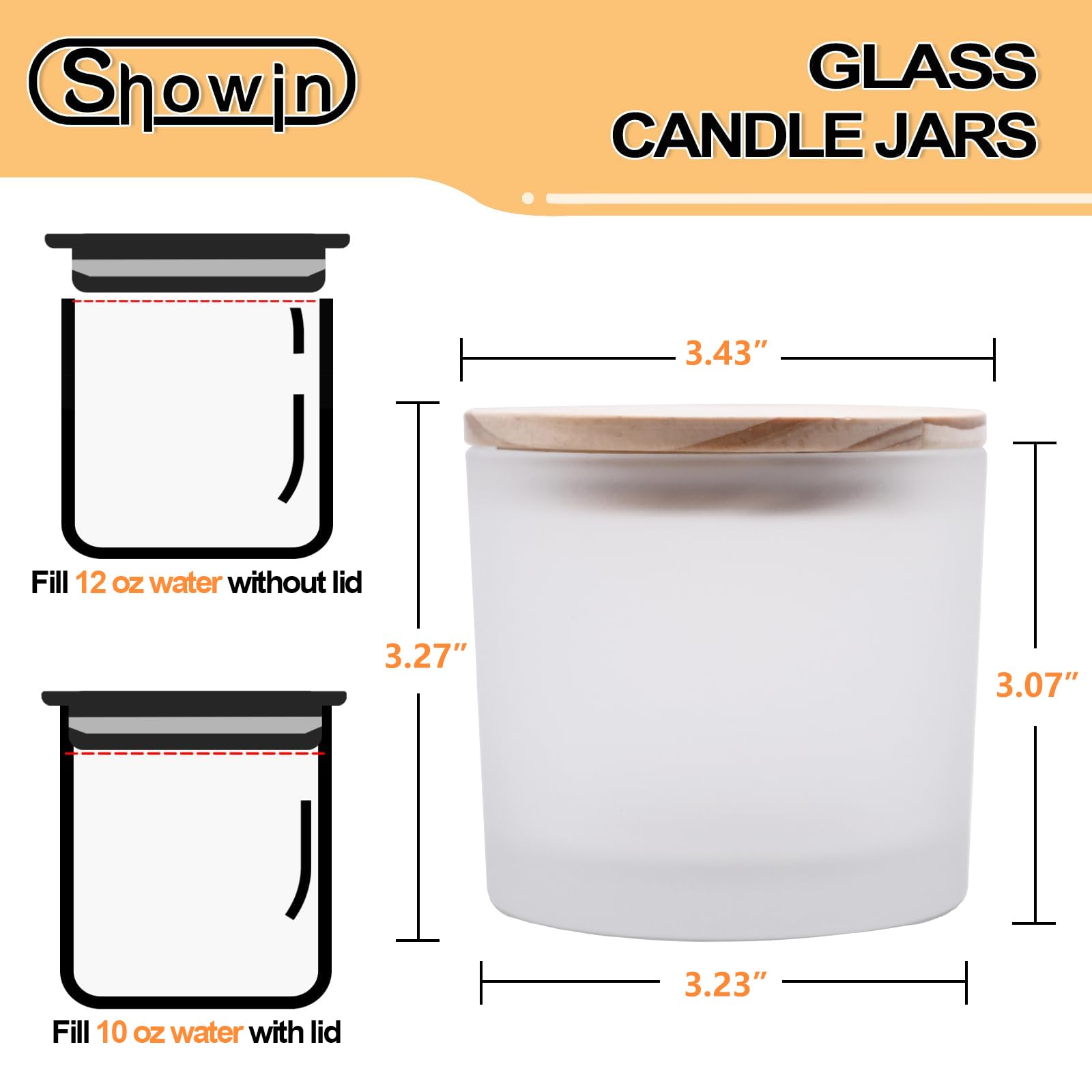 12 OZ Thick Candle Jars for Making Candles 12 Pcs (12 Count)