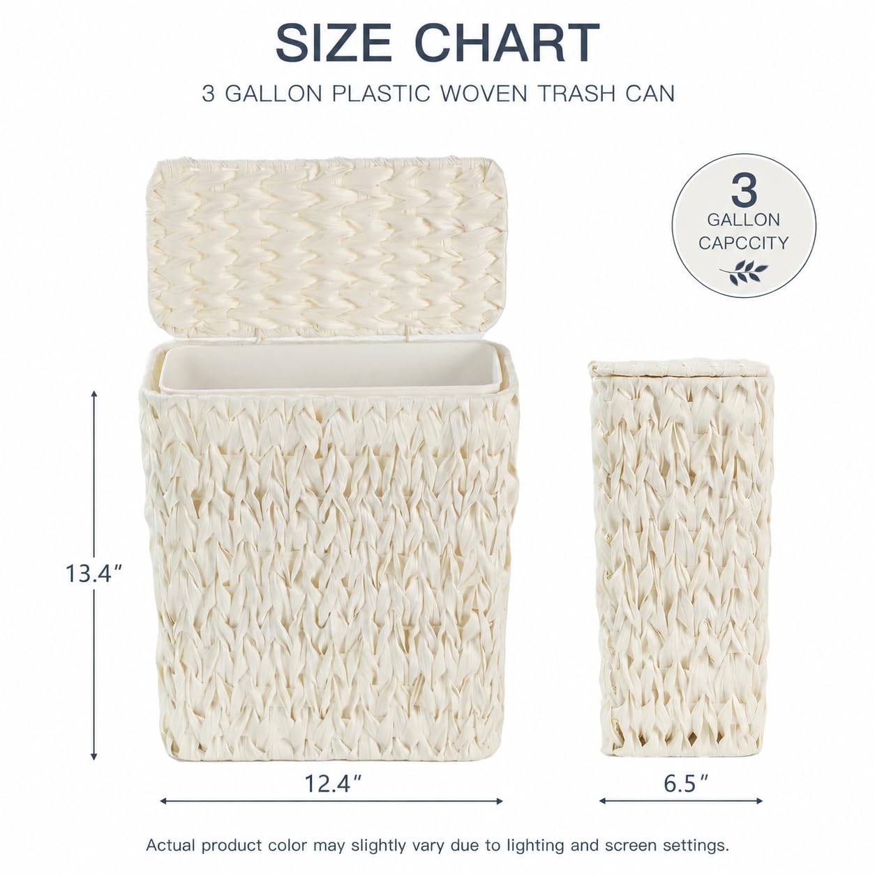 Wicker Trash Can with Lid and Liner