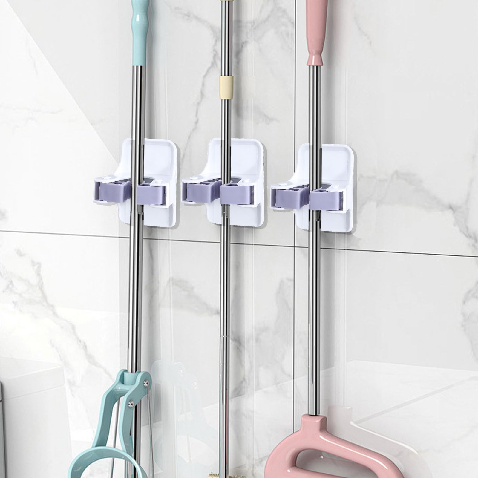 4 Pack Mop and Broom Holder Wall Mount (4 Count)