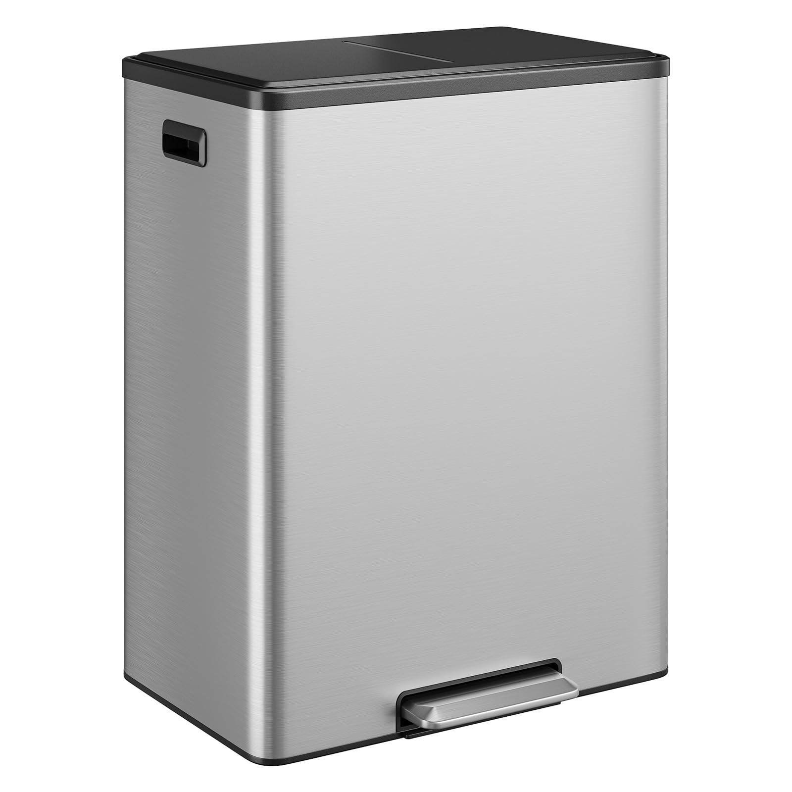 Dual Trash Can Stainless Steel Kitchen Recycling Bin Foot Pedal
