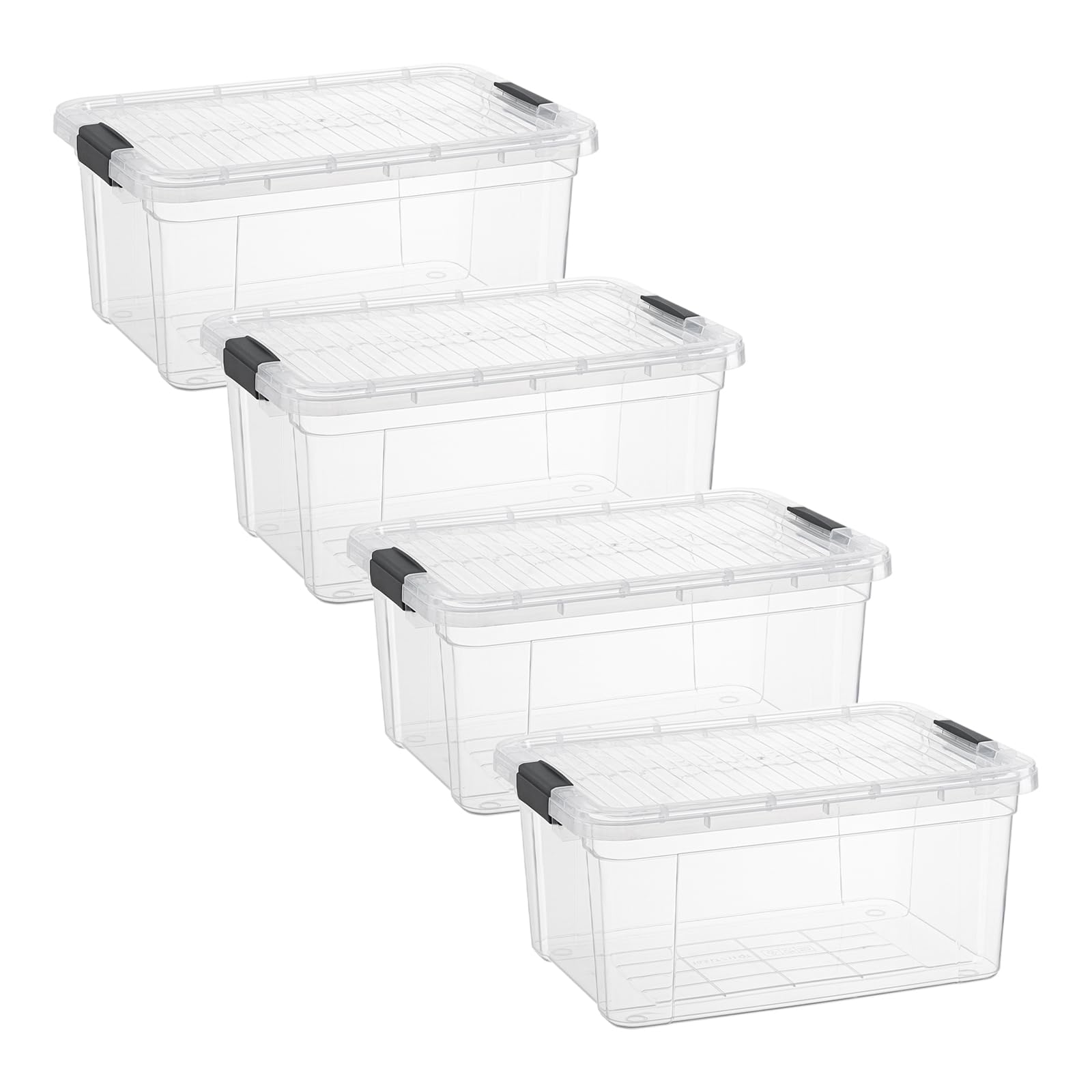 Small Clear Storage Boxes with Lids (4 Count)