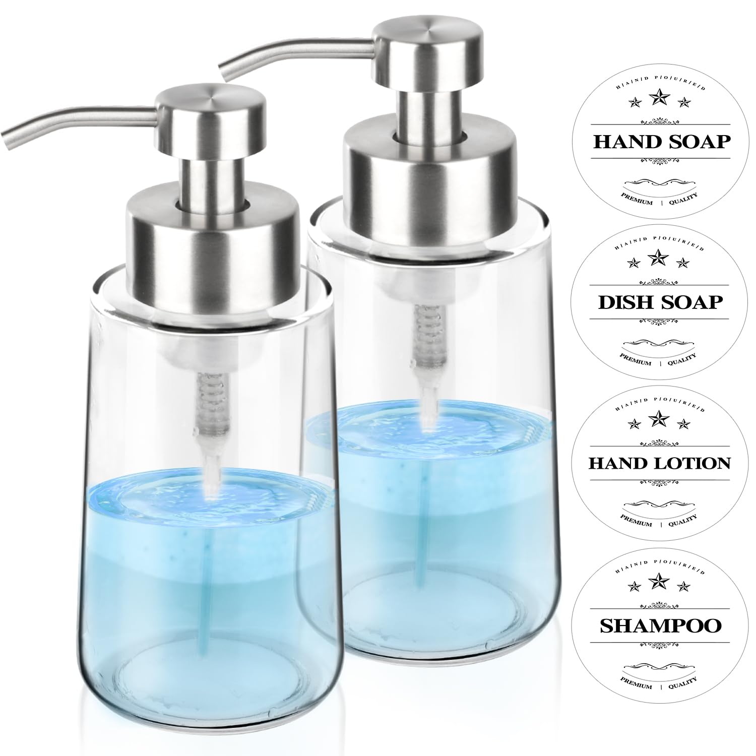 2 Pack Glass Foam Soap Dispenser Set (2 Count)