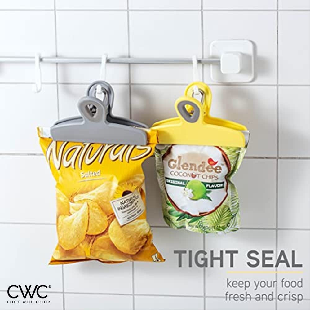 Bag Clips Heavy Duty Chip Clip and Refrigerator Magnet for Food Storage with Air Tight Seal Grip (8 Count)
