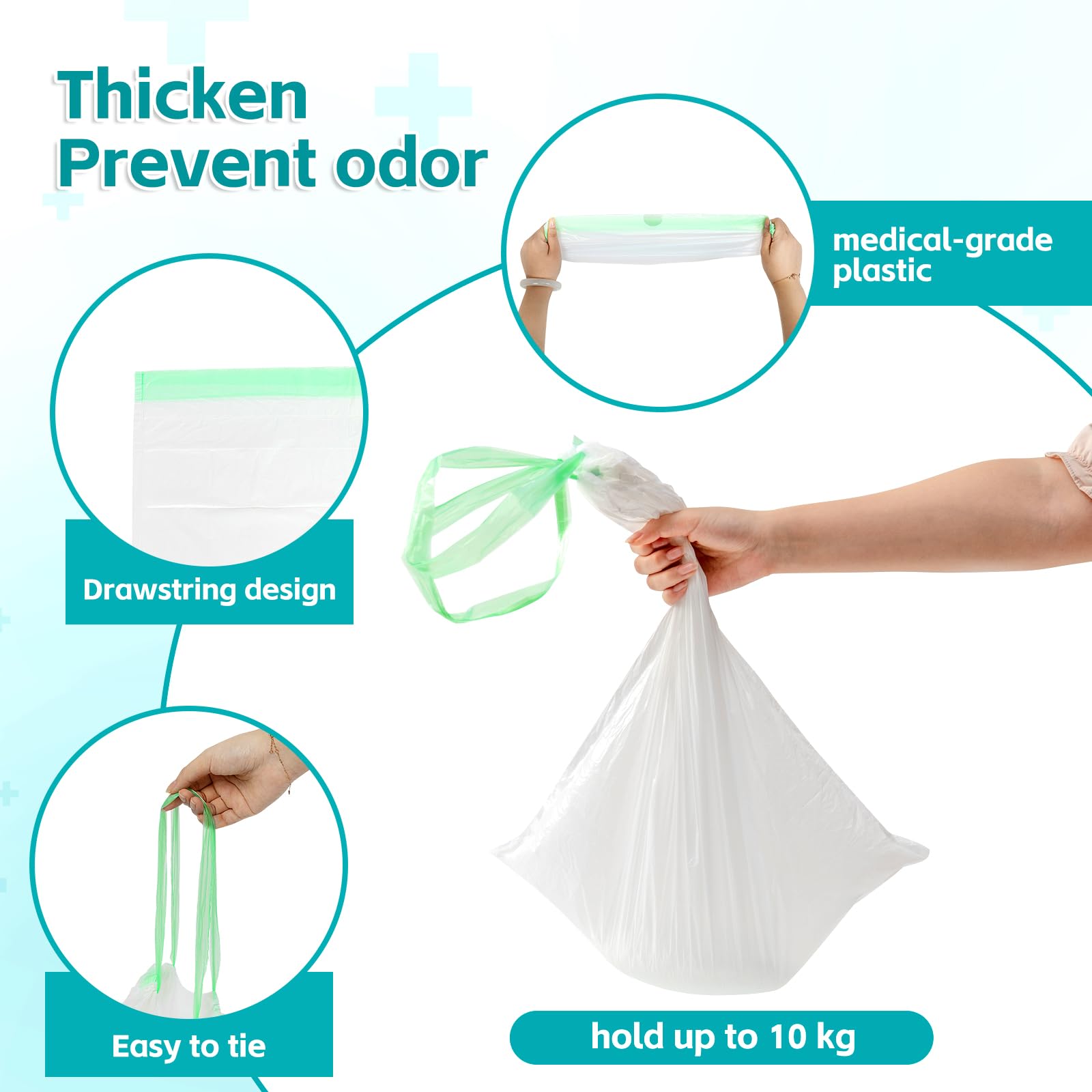 120 Pack Bedside Commode Liners with 120 Super Absorbent Pads (120 Count)