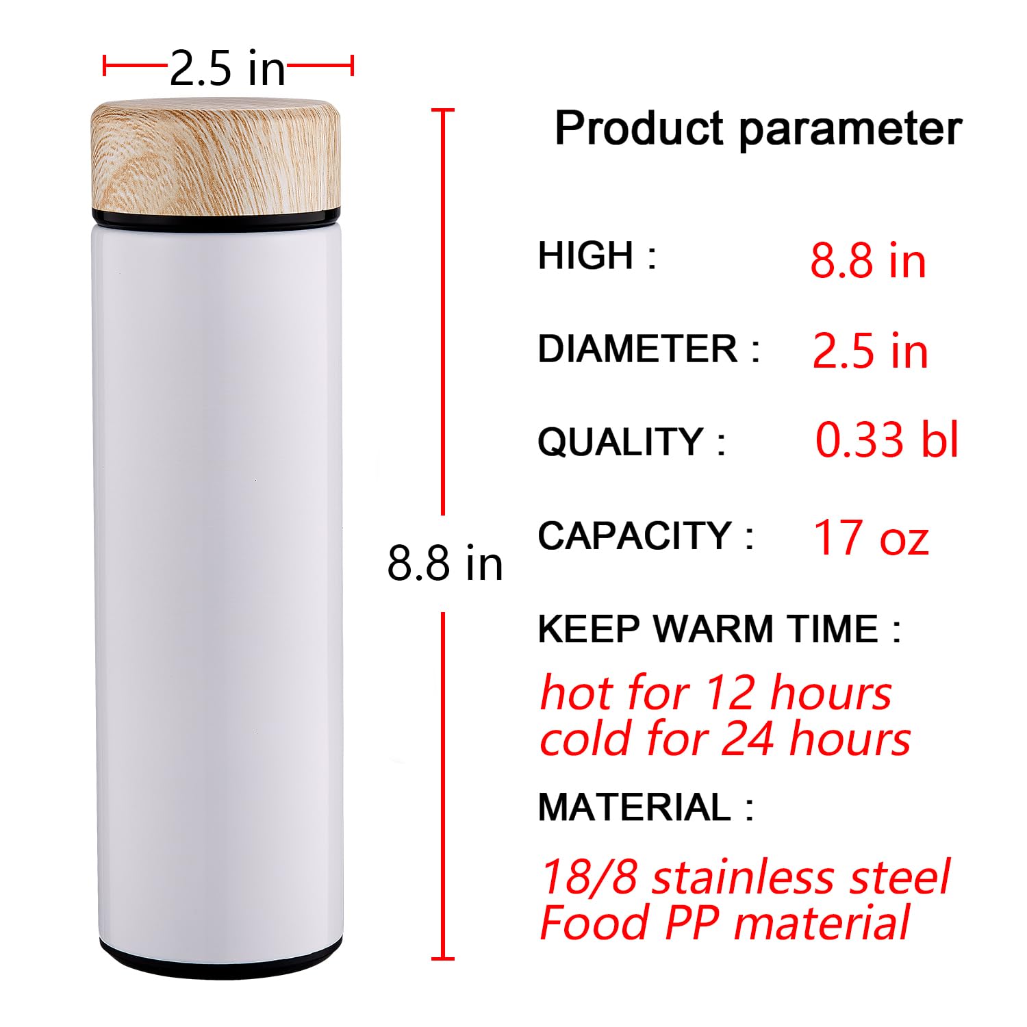 15oz Water Bottle Stainless Steel Thermos Flask