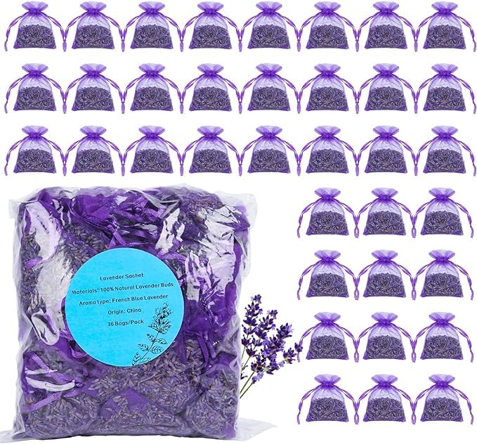 36 Pack Lavender sachets 100% Natural Dried Lavender Buds (36 Count)