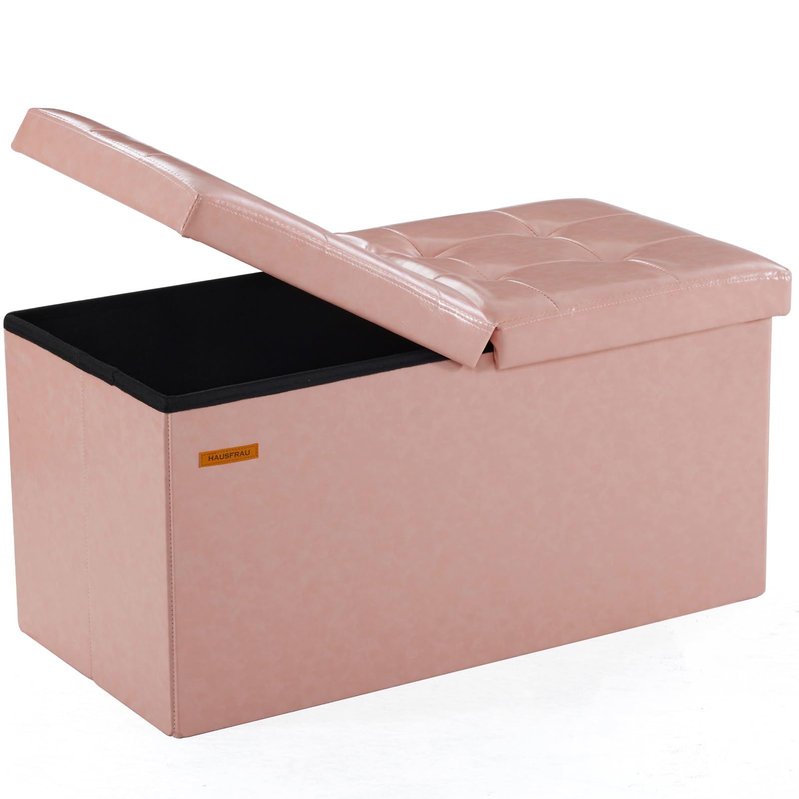 Ottoman with Storage Bench Folding Foot Rest Stool Pink