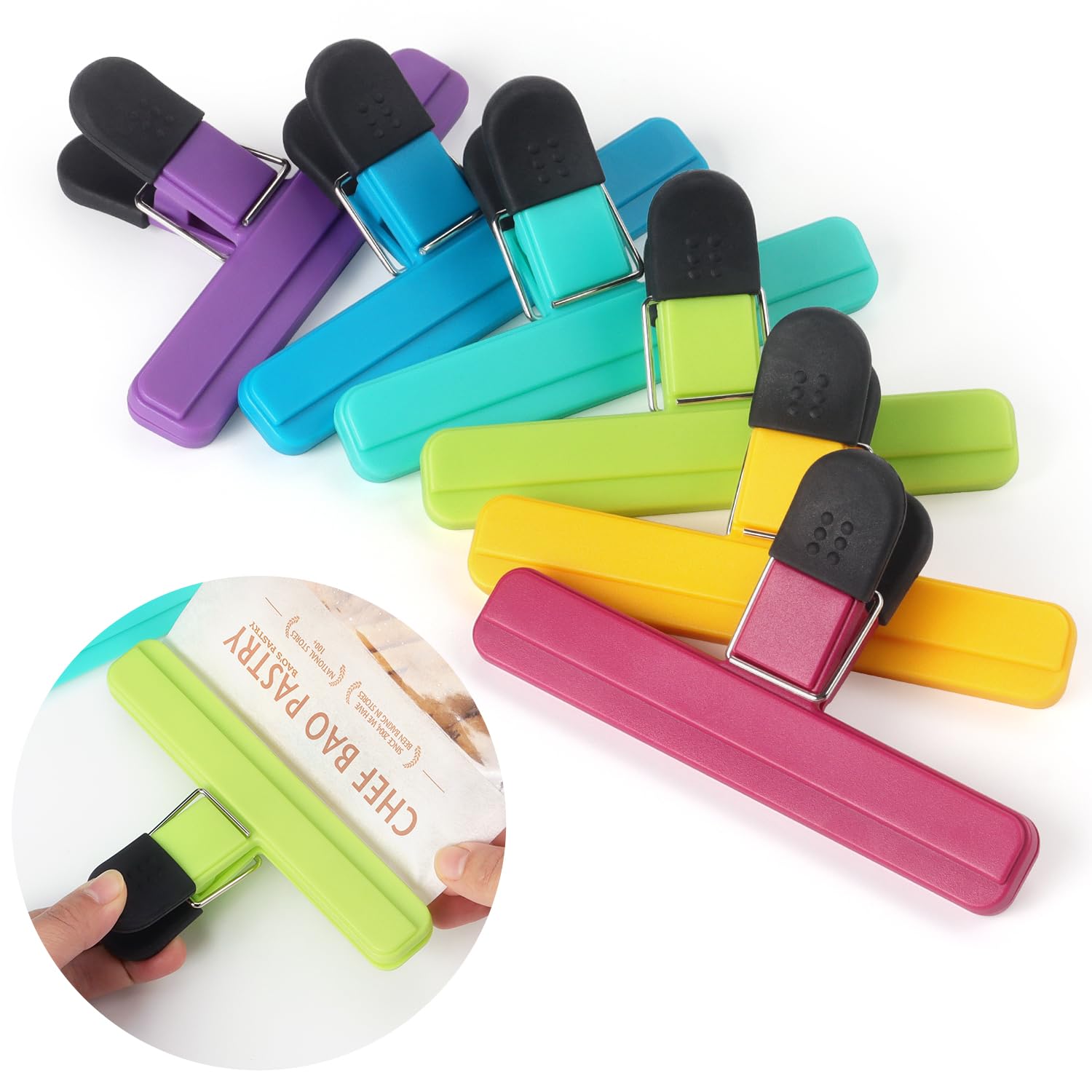 6 Pack Large Chip Bag Clips Assorted Color Food Clips (6 Count)