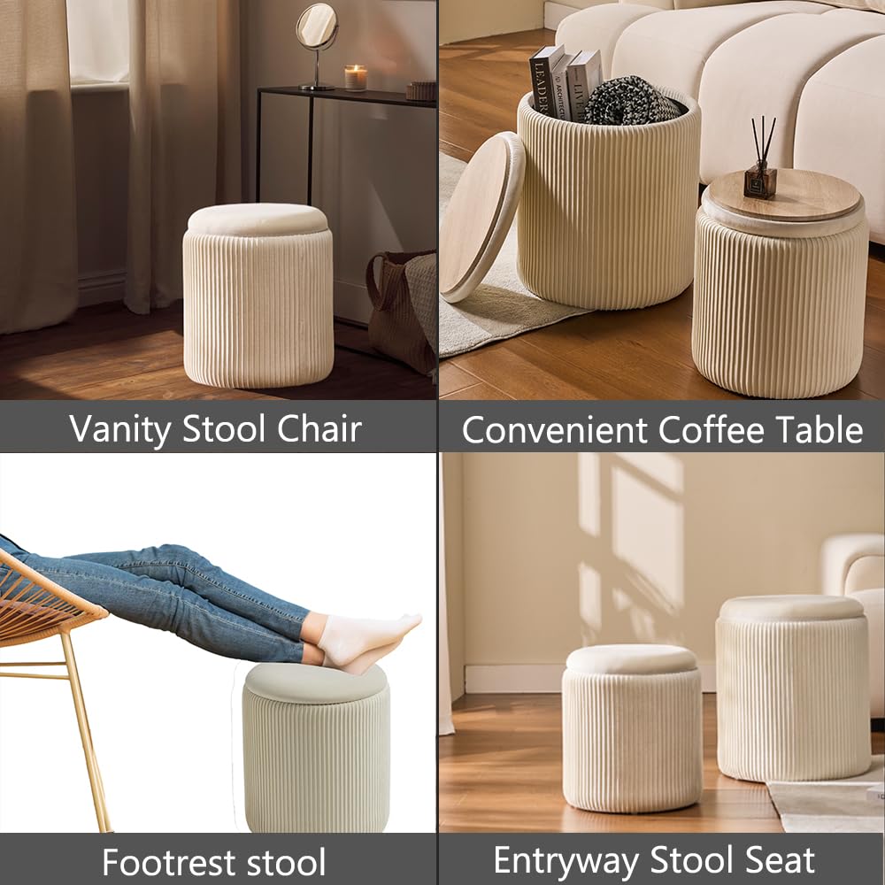 Set of 2 Round Storage Ottoman