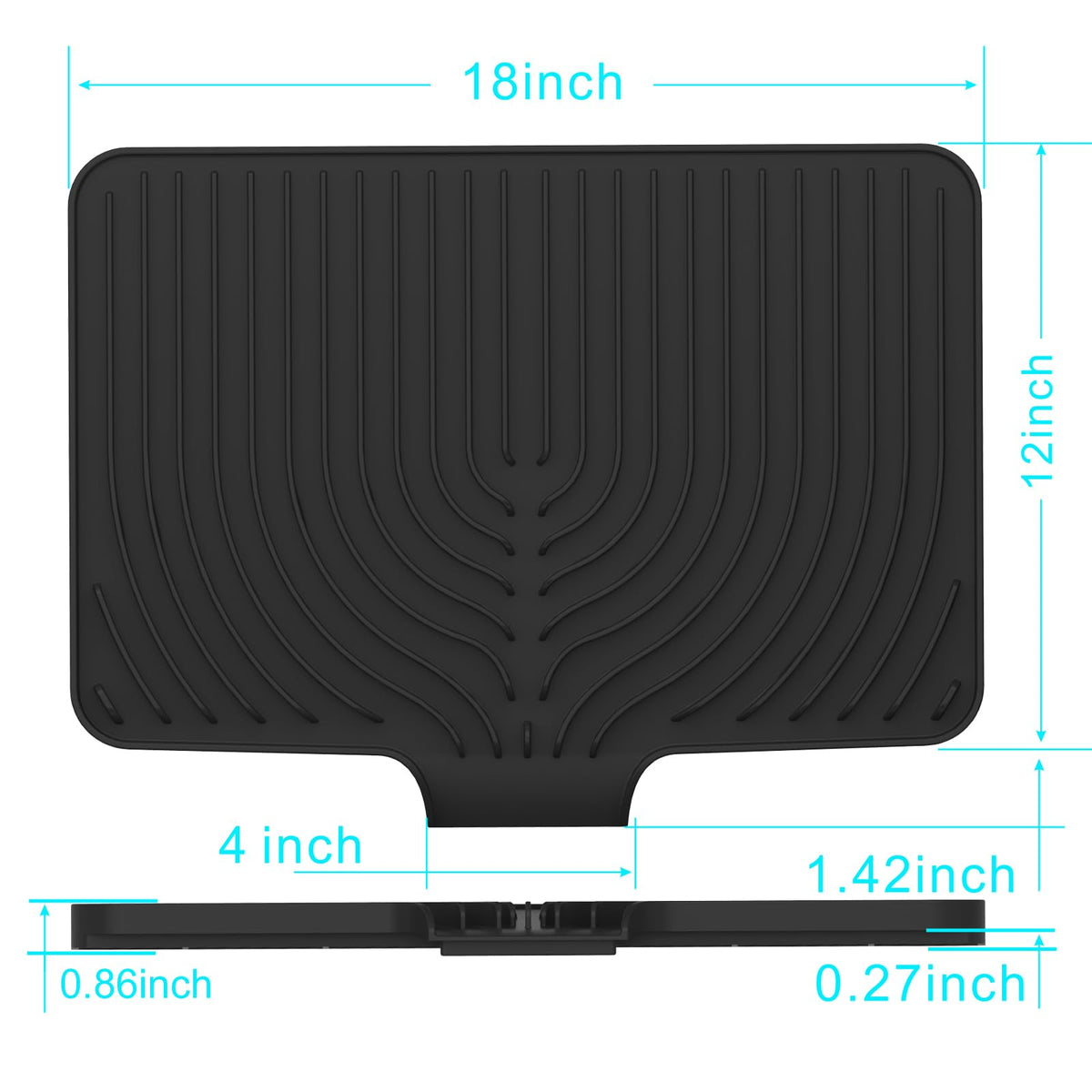Dish Drying Mat for sink with a bulged edge