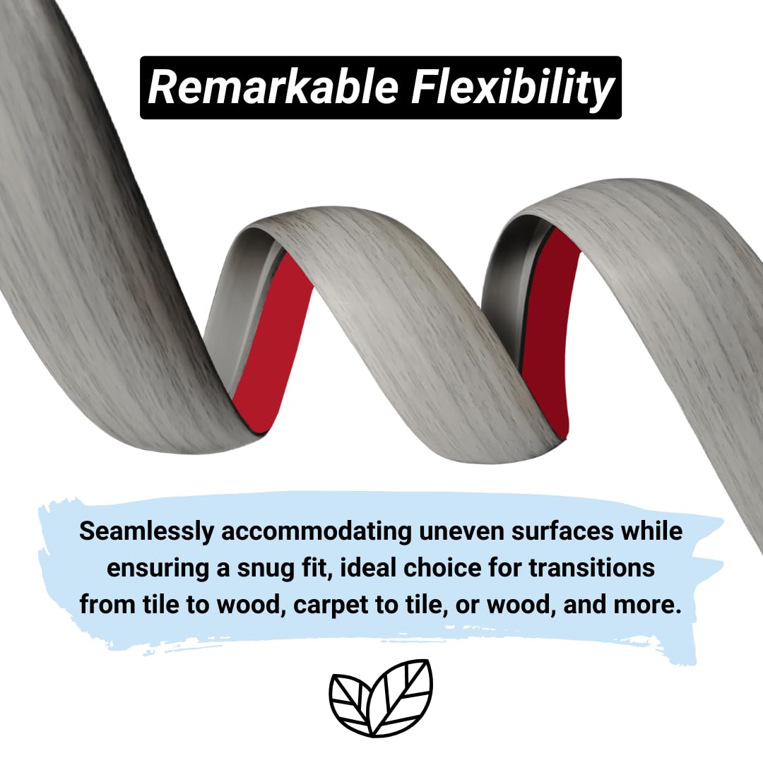 Floor Transition Strip Self Adhesive Carpet Wood Tile Vinyl Flooring Laminate Transition Cover Edge Trim Gap Doorway Threshold for Uneven Floors Heights Within 5 mm