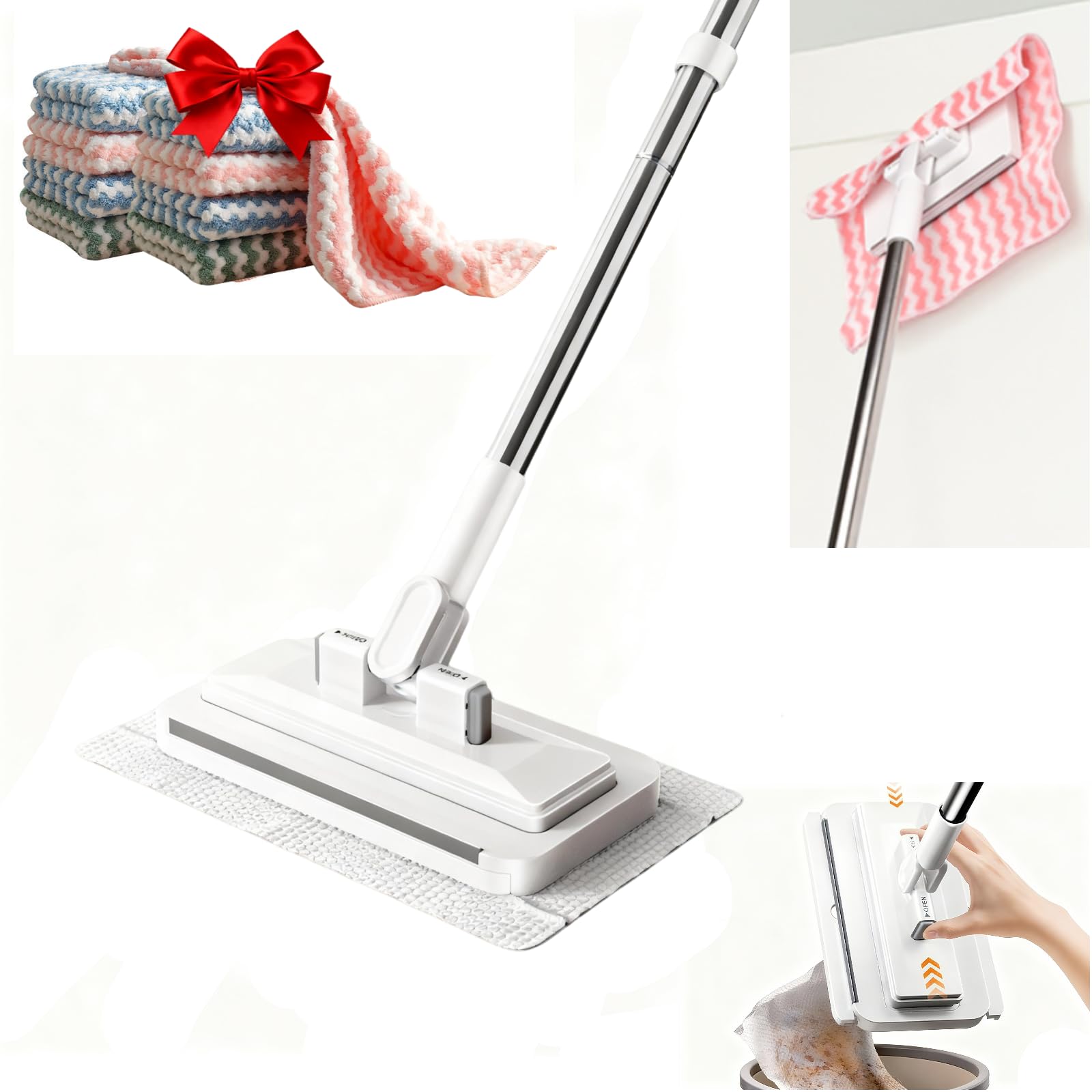 Mini Sized Snap Mop with 10 Reusable Cloths for House Cleaning